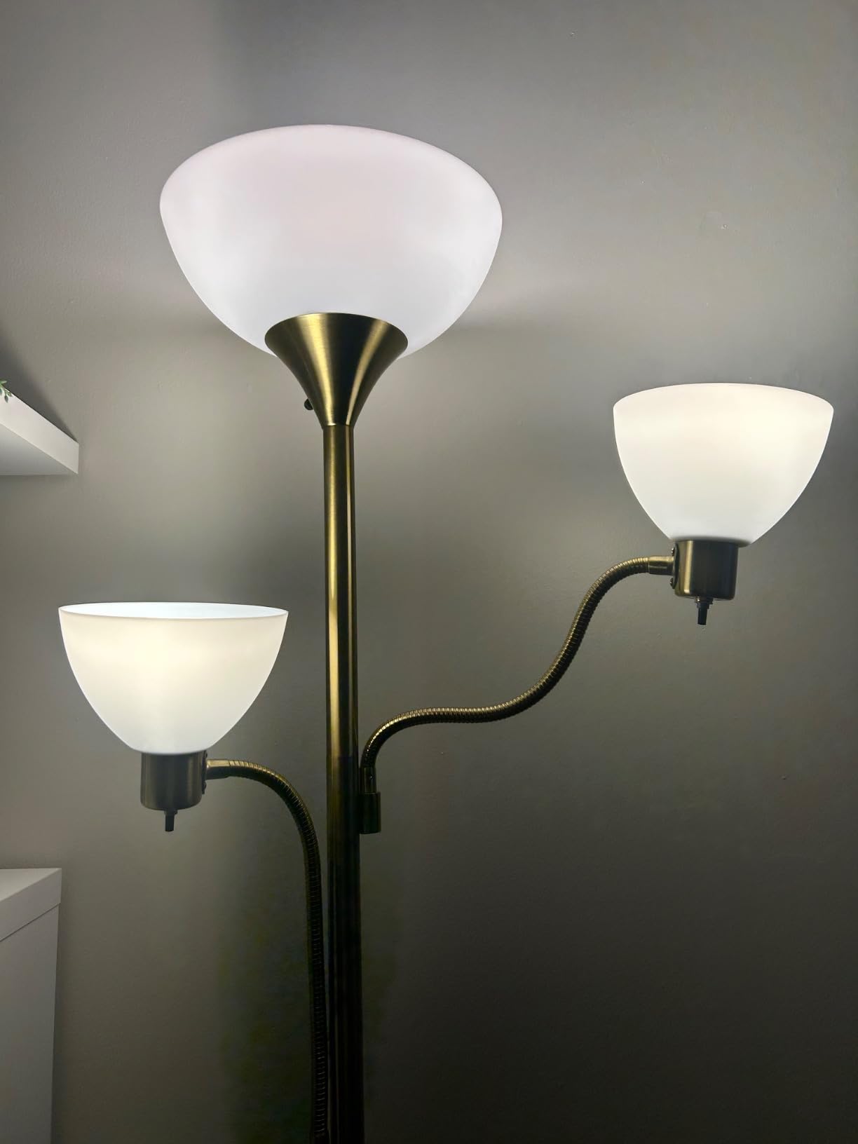 Brightech Sky Dome Double LED Floor Lamp, Torchiere Super Bright Floor Lamp with 2 Reading Lamps for Living Rooms & Offices - Dimmable Tall Standing Lamp for Bedroom Reading - Tall Black Pole customer photo 2