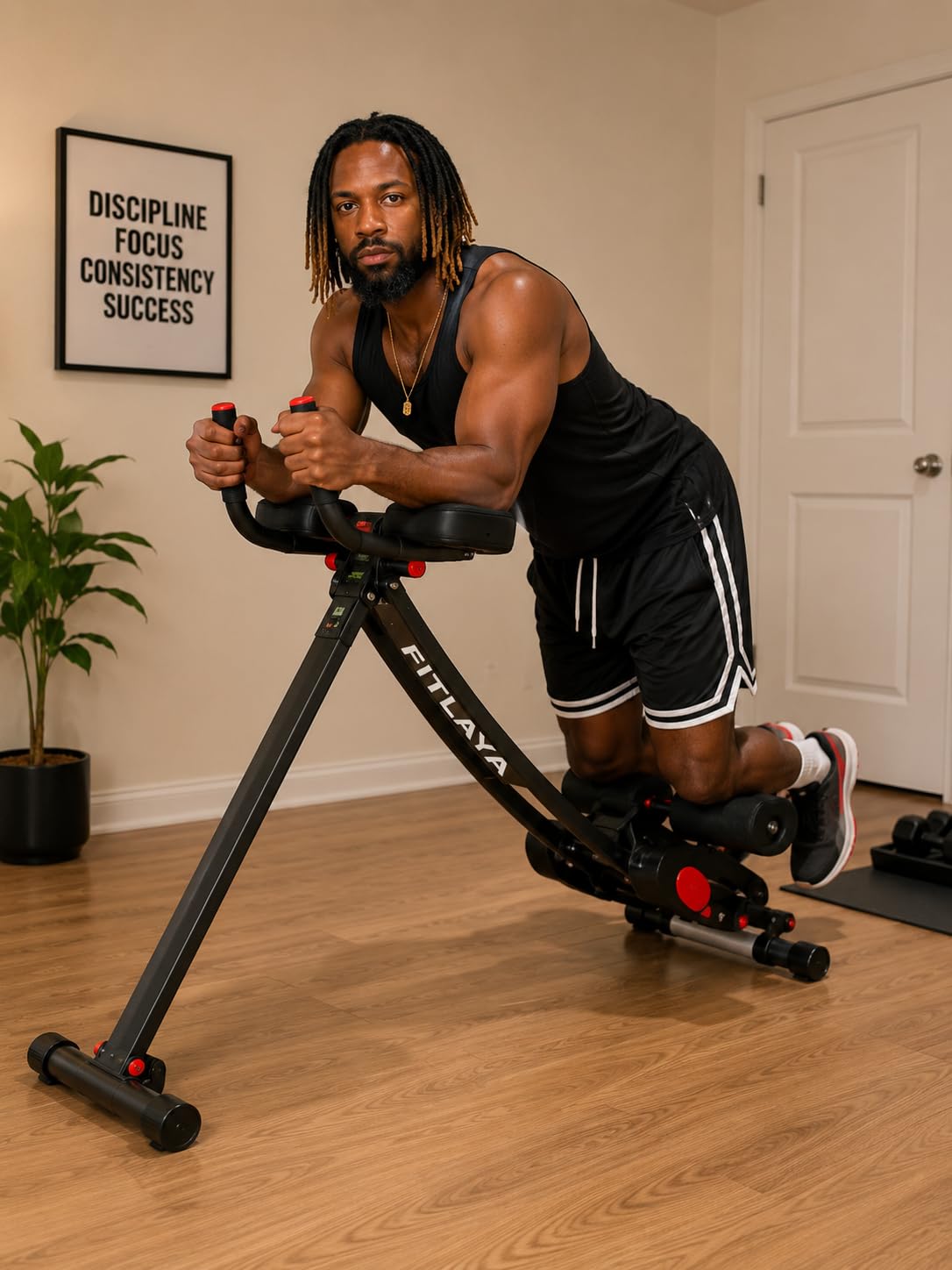 Fitlaya Fitness ab machine, ab workout equipment for home gym, Height Adjustable ab trainer, foldable fitness equipment. customer photo 1