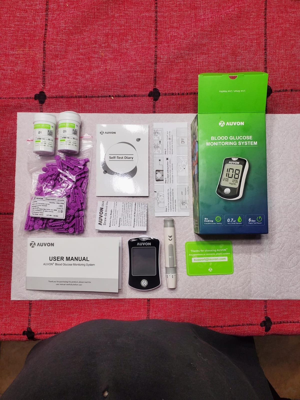 AUVON Blood Glucose Monitor Kit for Accurate Test, 100 Strips, No Coding | Diabetes Testing Kit with 100 30G Lancets, 1 Lancing Device, Portable and Reliable Blood Sugar Monitor Test Kit for Home Use customer photo 1