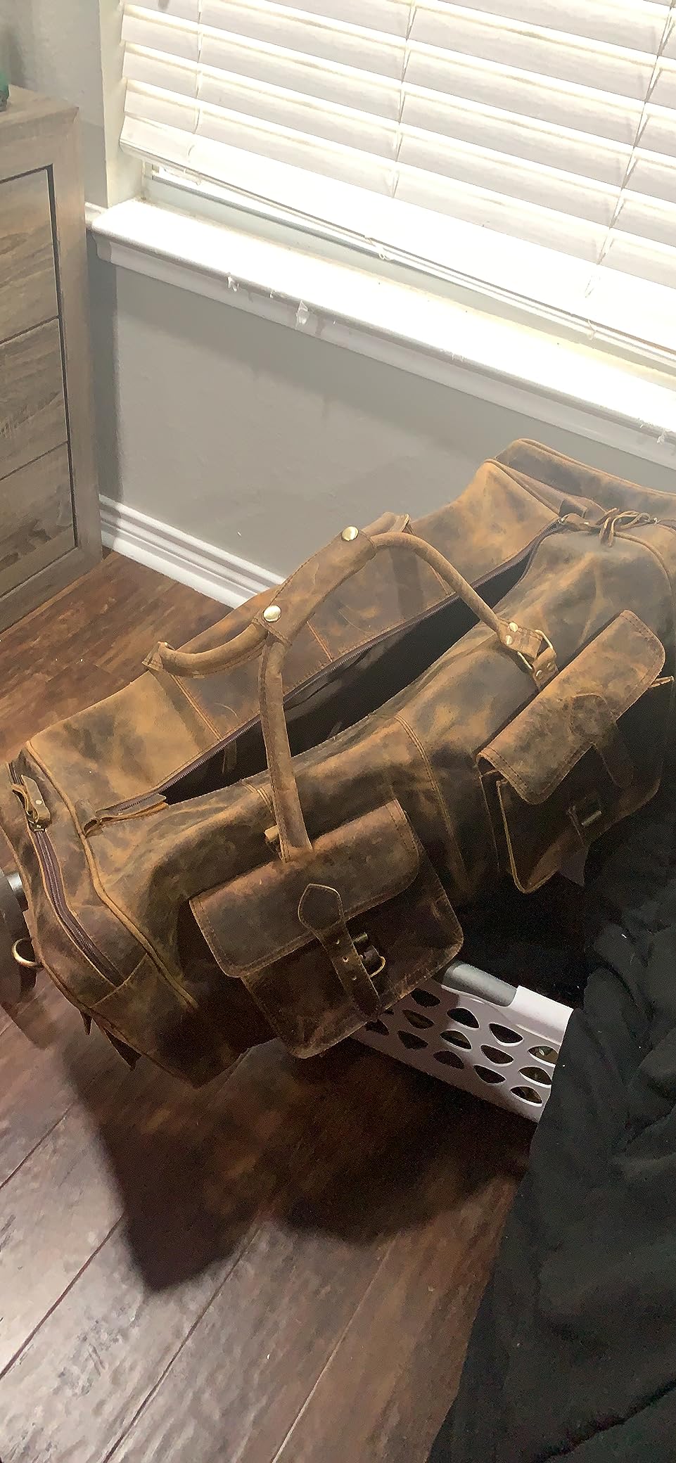 Large duffel bags for men holdall leather travel bag overnight gym sports weekend bag customer photo 2