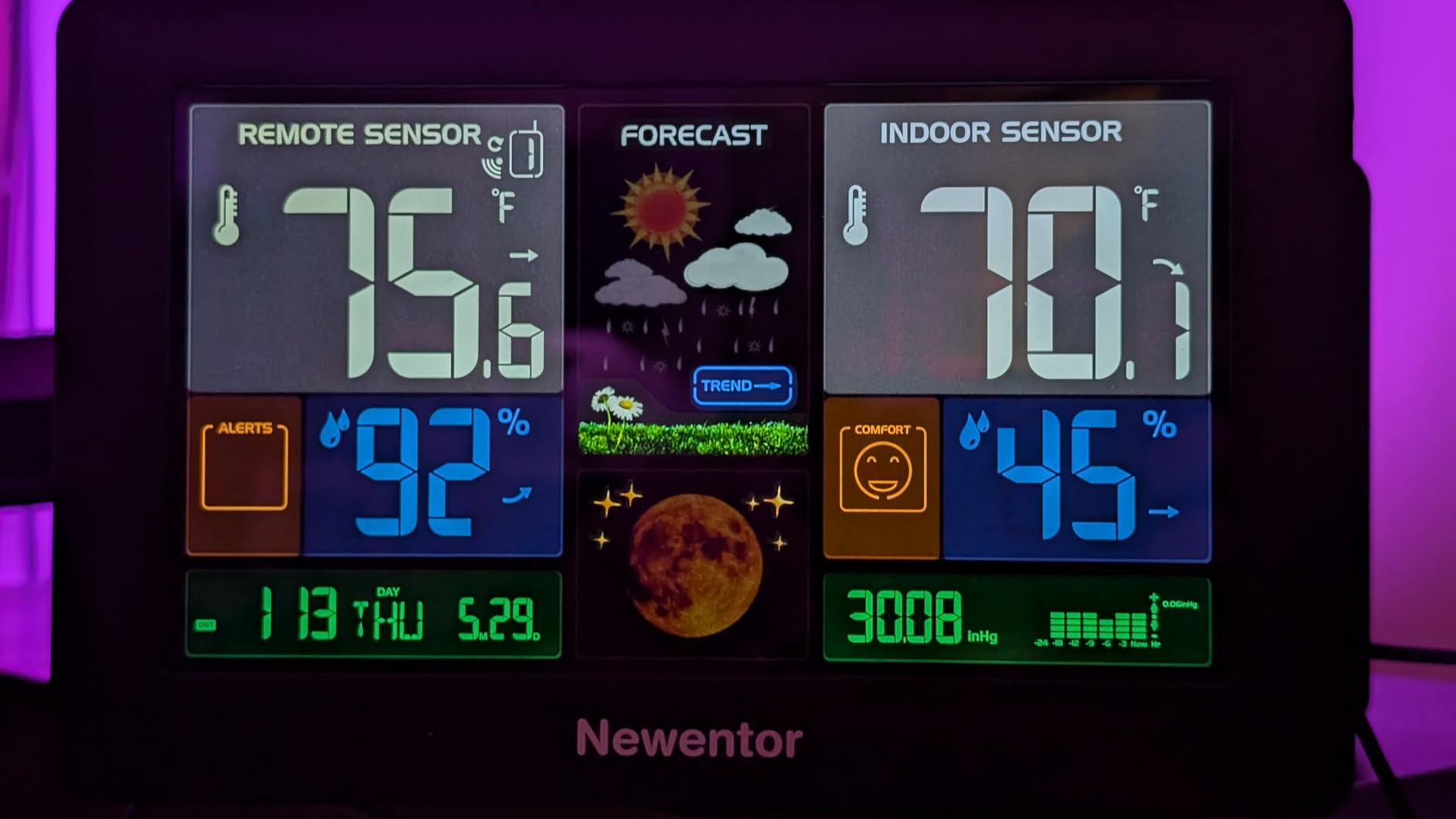 Newentor Weather Station Wireless Indoor Outdoor Thermometer, Black,1Sensor customer photo 2