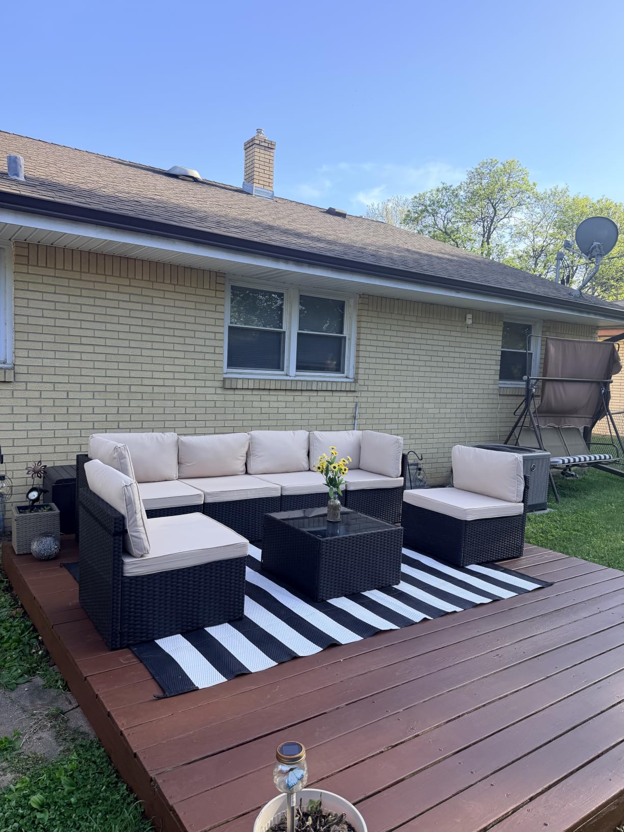 Pamapic 7 Pieces Outdoor Sectional Furniture,Wicker Patio sectional Furniture Sets,All-Weather Rattan Sectional Sofa Conversation Set with Coffee Table and Washable Couch Cushions Covers customer photo 1