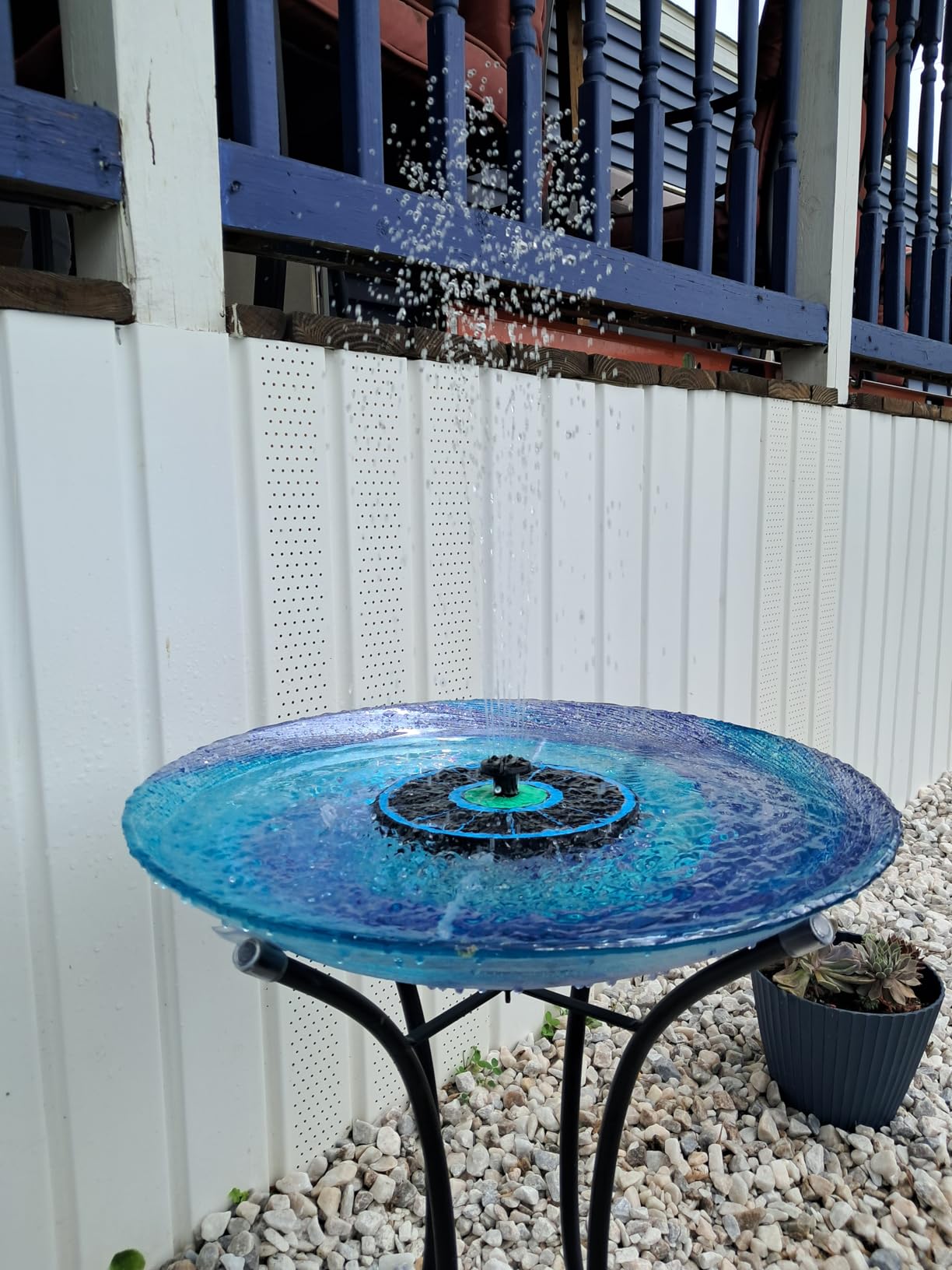 MUMTOP Outdoor Glass Bird Bath with Metal Stand for Lawn Yard Garden Decor customer photo 1