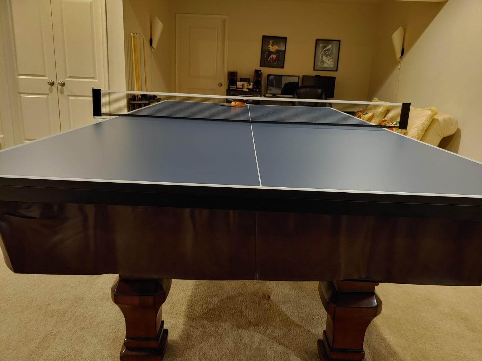 Pool Table Conversion Top - Go from Pool to Ping Pong in Seconds - Regulation Size - 9' x 5' - 19mm Thick Top - Regulation Net Set Included - Warranty: 3-Year customer photo 1