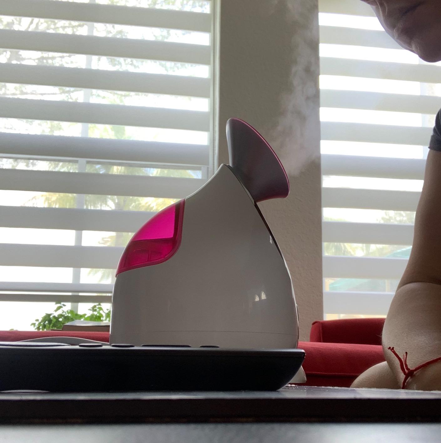 EZBASICS Facial Steamer, Nano Ionic Warm Mist for Facial Deep Cleaning Blue customer photo 2