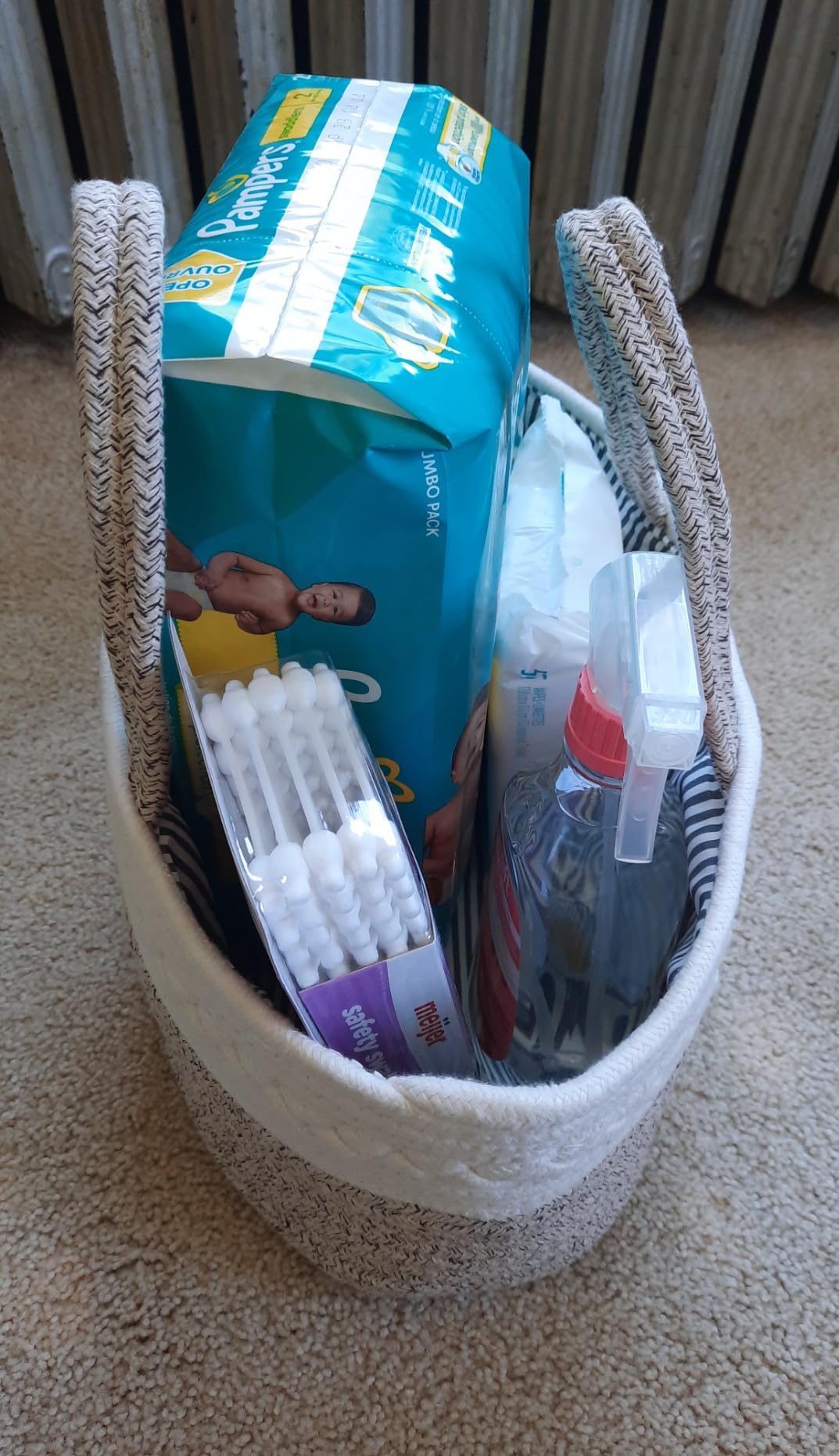 Maliton Diaper Caddy Organizer for Baby, Cotton Rope Baby Gift Basket, Portable Diaper Organizer for changing table, Nursery Storage Organizer, Shower Gifts for Newborn,baby essentials customer photo 1