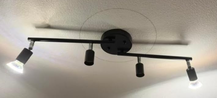 Unicozin LED 4 Light Track Lighting Kit, 24.8'' Black 4 Way Ceiling Spot Lighting, Flexibly Rotatable Head, Track Light Included 4 x LED GU10 Bulb (4W, Daylight White 5000K, 400LM) customer photo 1