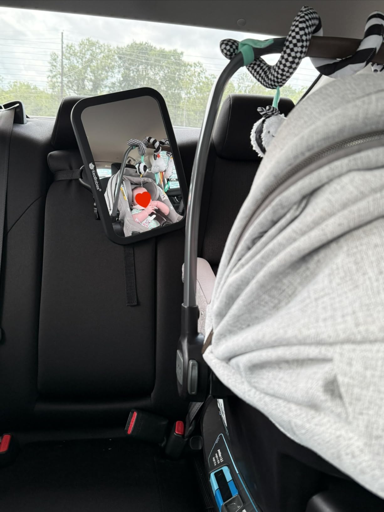 KeaBabies Baby Car Seat Mirror, Wide View, Shatterproof (Matte Black) customer photo 1