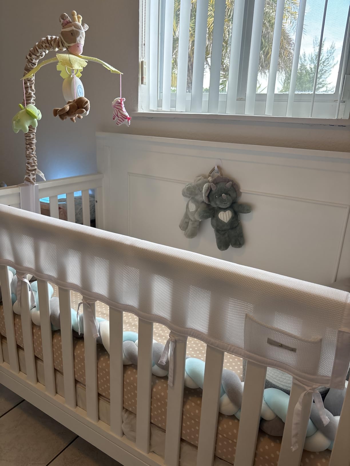 BreathableBaby Breathable Mesh RailGuard Teething Cover — White — 51” Long Panel (1) — Fits Most Full-Size and Does Not Fit Mini Cribs — Use with Coordinating Short Panels for Extra Coverage customer photo 1