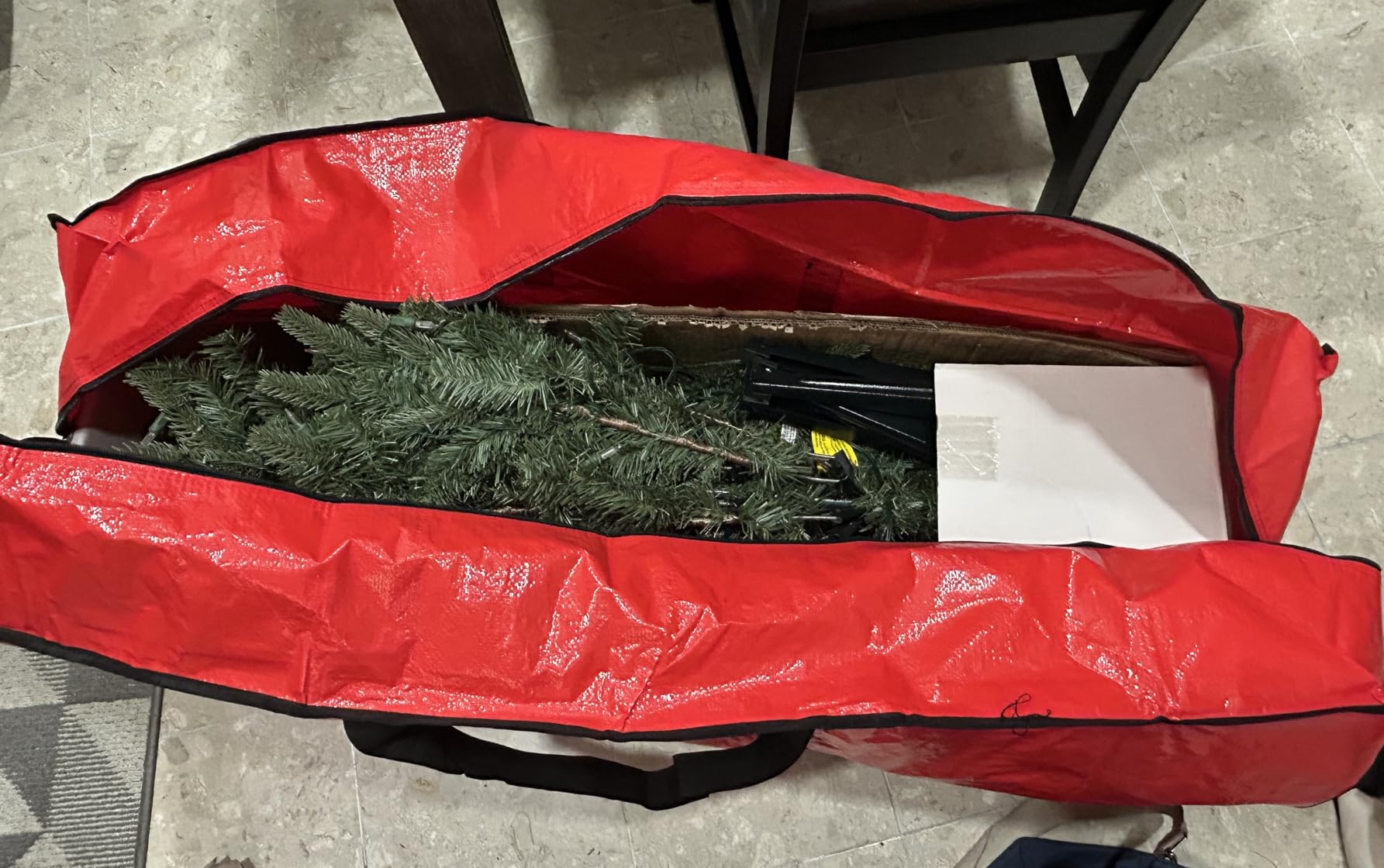 Sattiyrch Christmas Tree Storage Bag - Fits Up to 7.5 ft Holiday Xmas Disassembled Trees with Durable Reinforced Handles & Dual Zipper - Waterproof Material Protects from Dust,Moisture(Red) customer photo 2