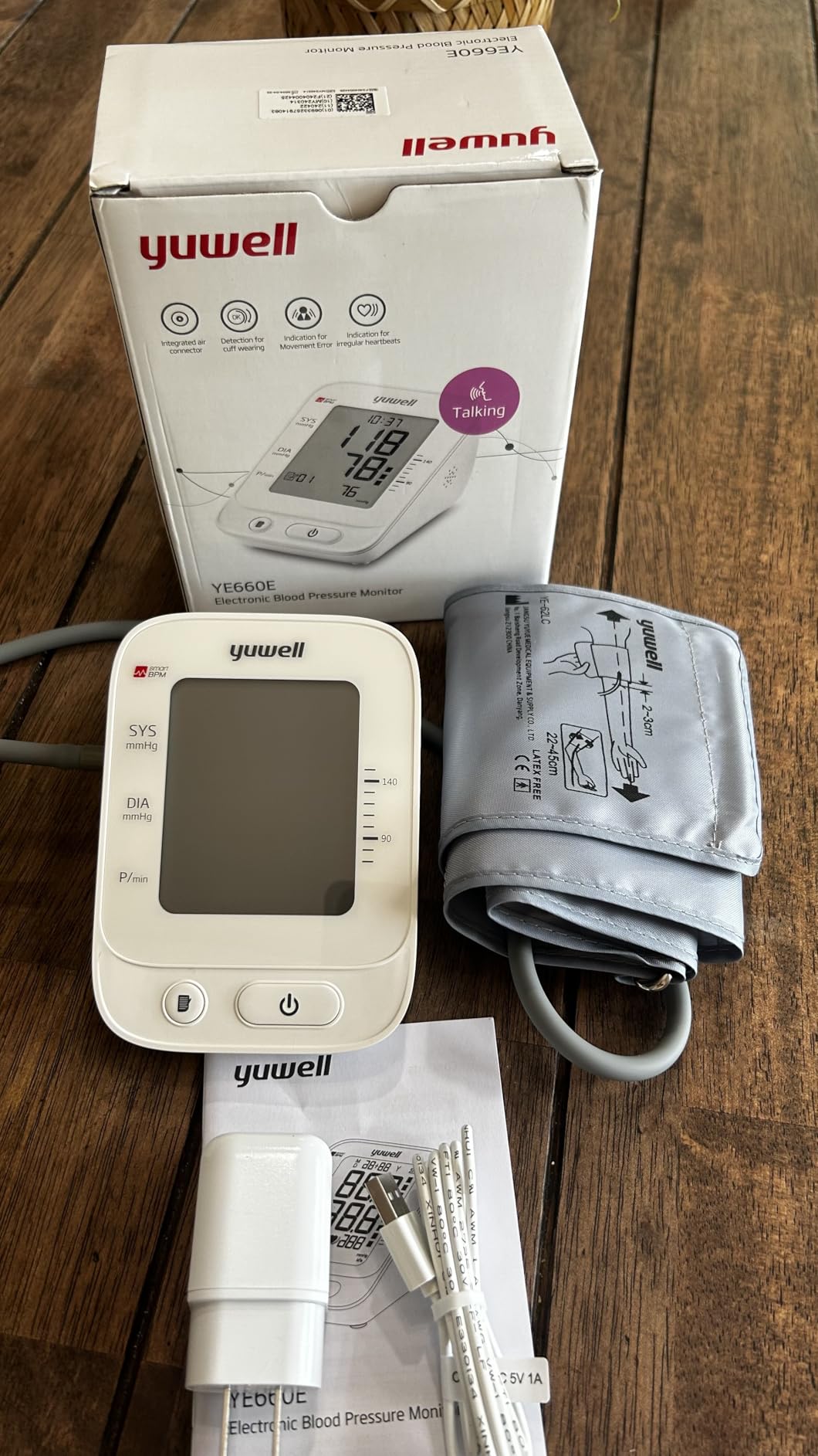 yuwell Blood Pressure Monitor, Large Upper Arm Blood Pressure Cuff, Digital Blood Pressure Machine for Home Use, Large Display, Stores 99 Readings, Voice Broadcasting with Power Adapter and Batteries customer photo 1