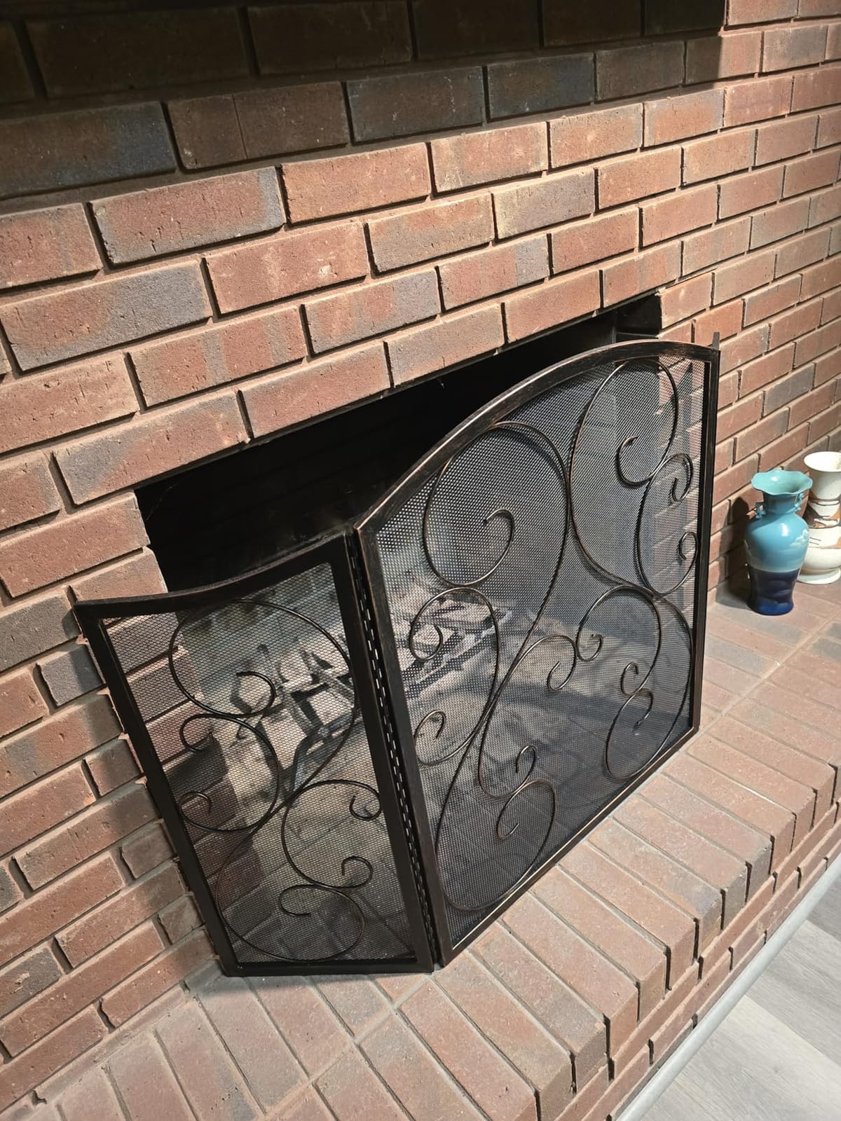 Fire Beauty 3 Panel Wrought Iron Fireplace Screen 48×30In(Black) customer photo 1