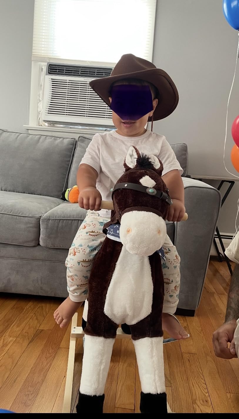 Qaba Kids Plush Ride-On Rocking Horse Toy with Fun Realistic Sounds Brown customer photo 1
