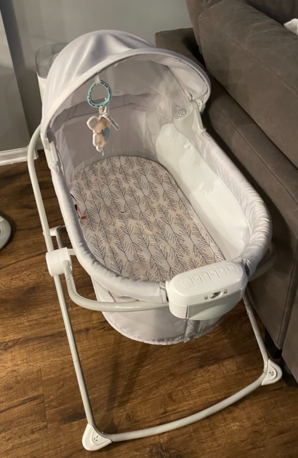 Fisher-Price Portable Baby Crib Soothing View Vibe Bassinet with Music Vibrations & Slim Fold for Travel Newborns 0+ Months, Moonlight Forest customer photo 1