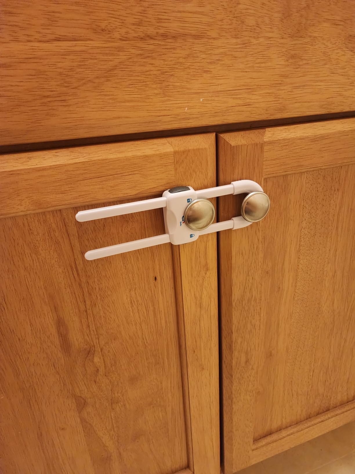QT BABY Baby Proofing Cabinet Locks | Adjustable U Shaped Baby Safety Latches for Drawers, Fridge, Closet |Modern Baby Proofing Cabinet Lock with Extra Secure Lock Buttons (Pack of 2, White) customer photo 1