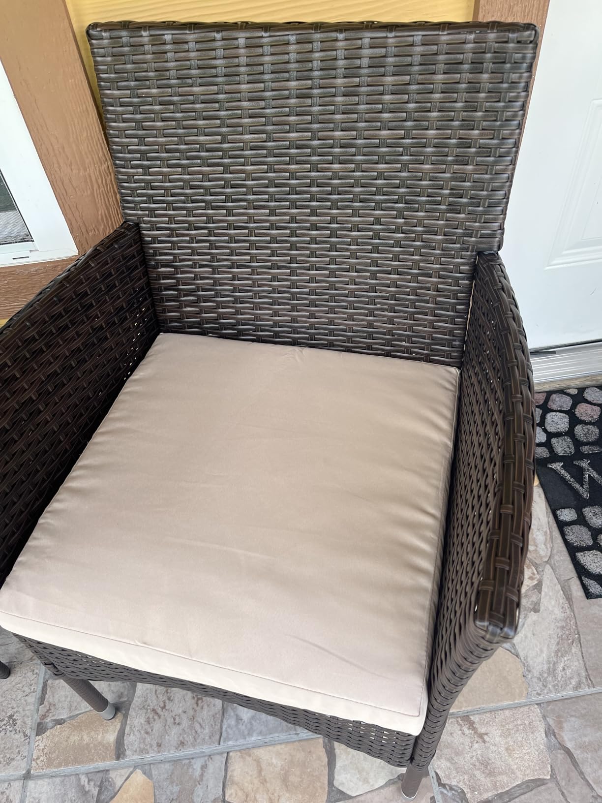 Greesum 3 Pieces Patio Furniture Sets Outdoor PE Wicker Chairs,Beige customer photo 1