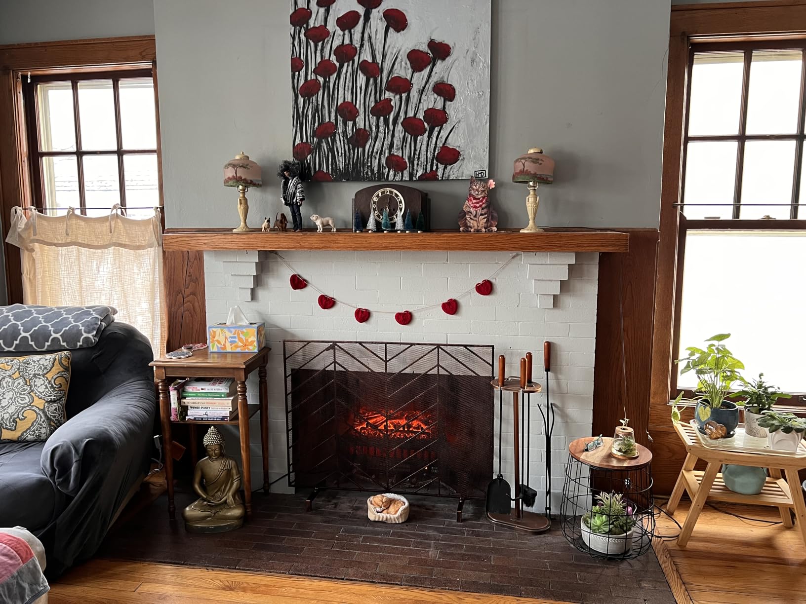Best Choice Products 38x31in Single Panel Handcrafted Wrought Iron Mesh Chevron Fireplace Screen, Fire Spark Guard for Living Room, Bedroom Décor w/Distressed Antique Finish - Satin Black customer photo 1