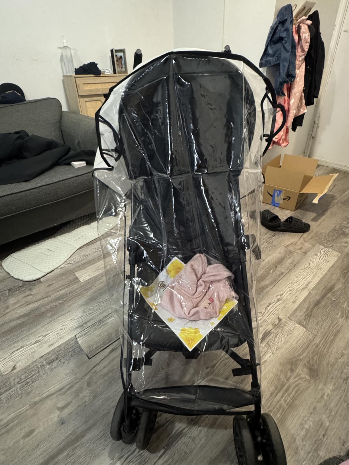 Clear Stroller Rain Cover, Universal Travel Weather Shield Breathable Baby Stroller Rain Cover for Windproof, Waterproof, Protect from Sun Dust Snow customer photo 2