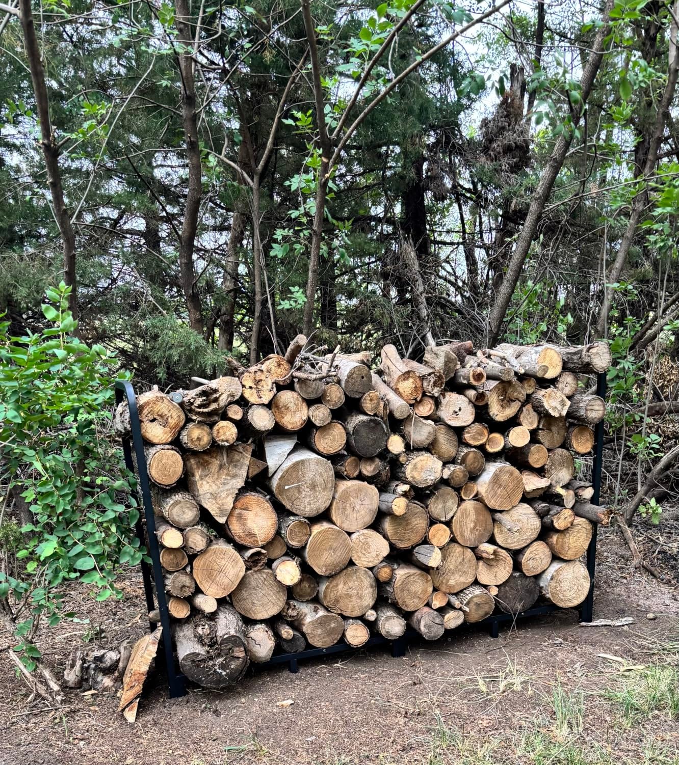 Firewood Rack Stand 6ft Heavy Duty Logs Carrier Holder for Outdoor Indoor Fireplace, Matte Black customer photo 2
