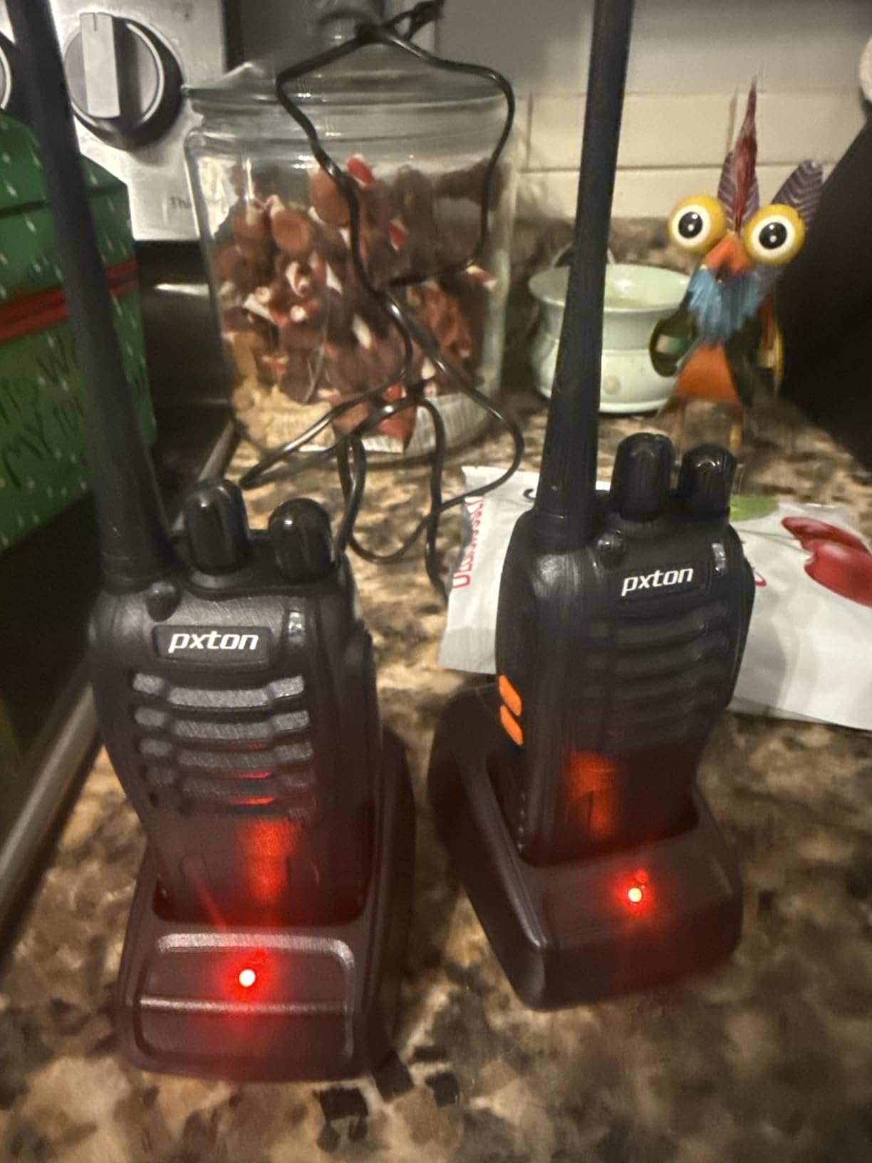pxton Walkie Talkies Long Range for Adults with Earpieces,16 Channel Walky Talky Rechargeable Handheld Two Way Radios with Flashlight Li-ion Battery and Charger（4 Pack） customer photo 2