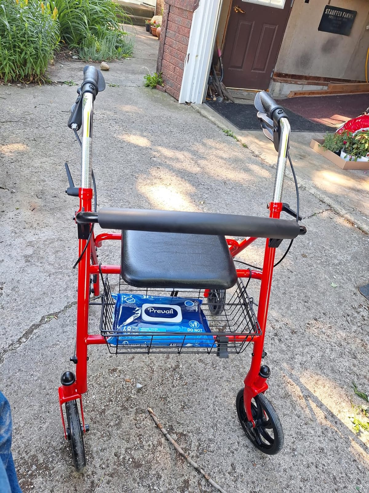 Medline Steel Rollator Walker with 8 Inch Wheels, Folding Rolling Walker, Adjustable Arms, Supports 300 lbs, Red customer photo 1
