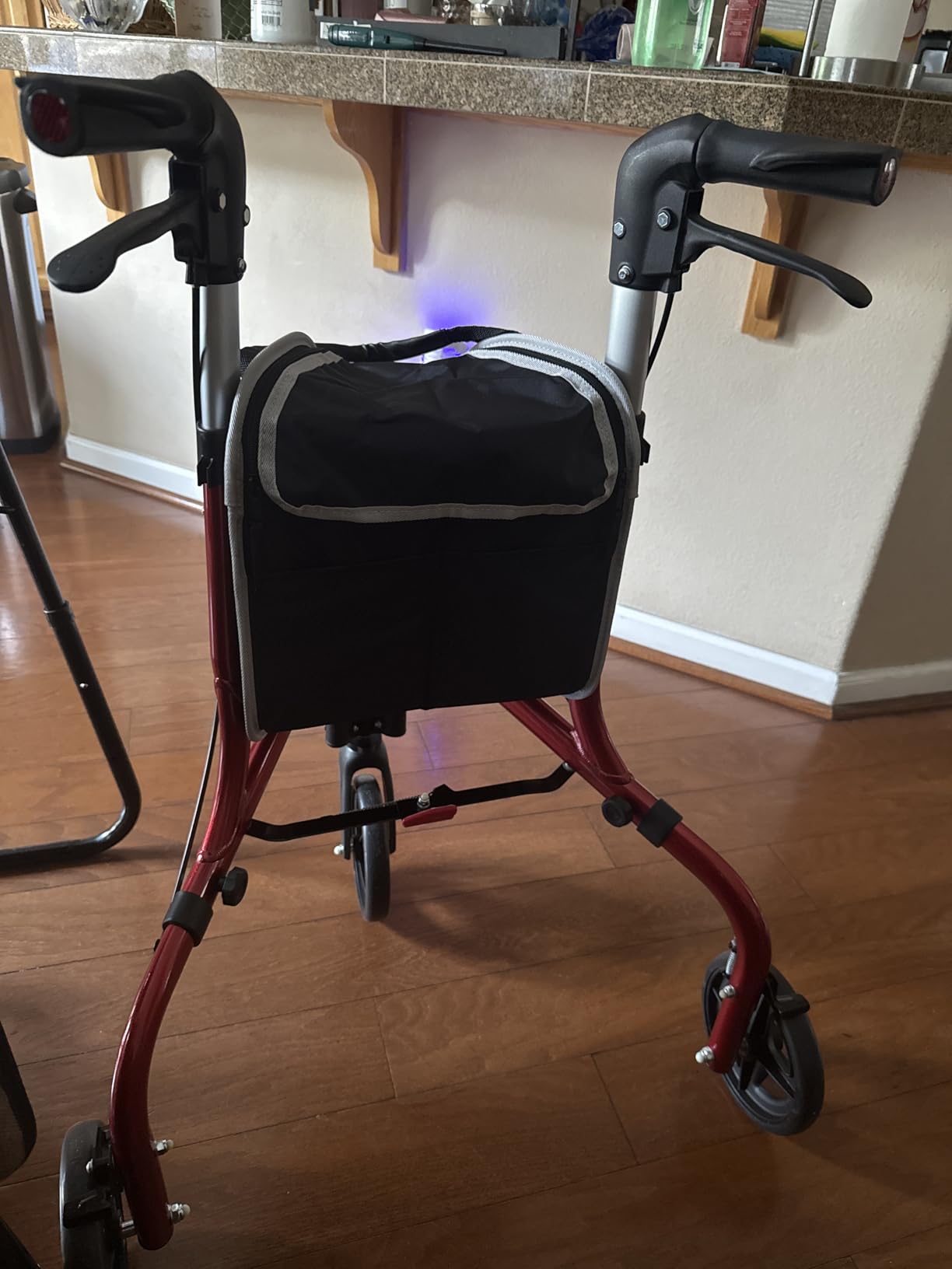 PLANETWALK Premium 3 Wheel Rollator Walker for Seniors – Ultra Lightweight Foldable Aluminum Mobility Aid with Height Adjustable Handle and 7.5 Inch Wheels, Brilliant Red customer photo 2