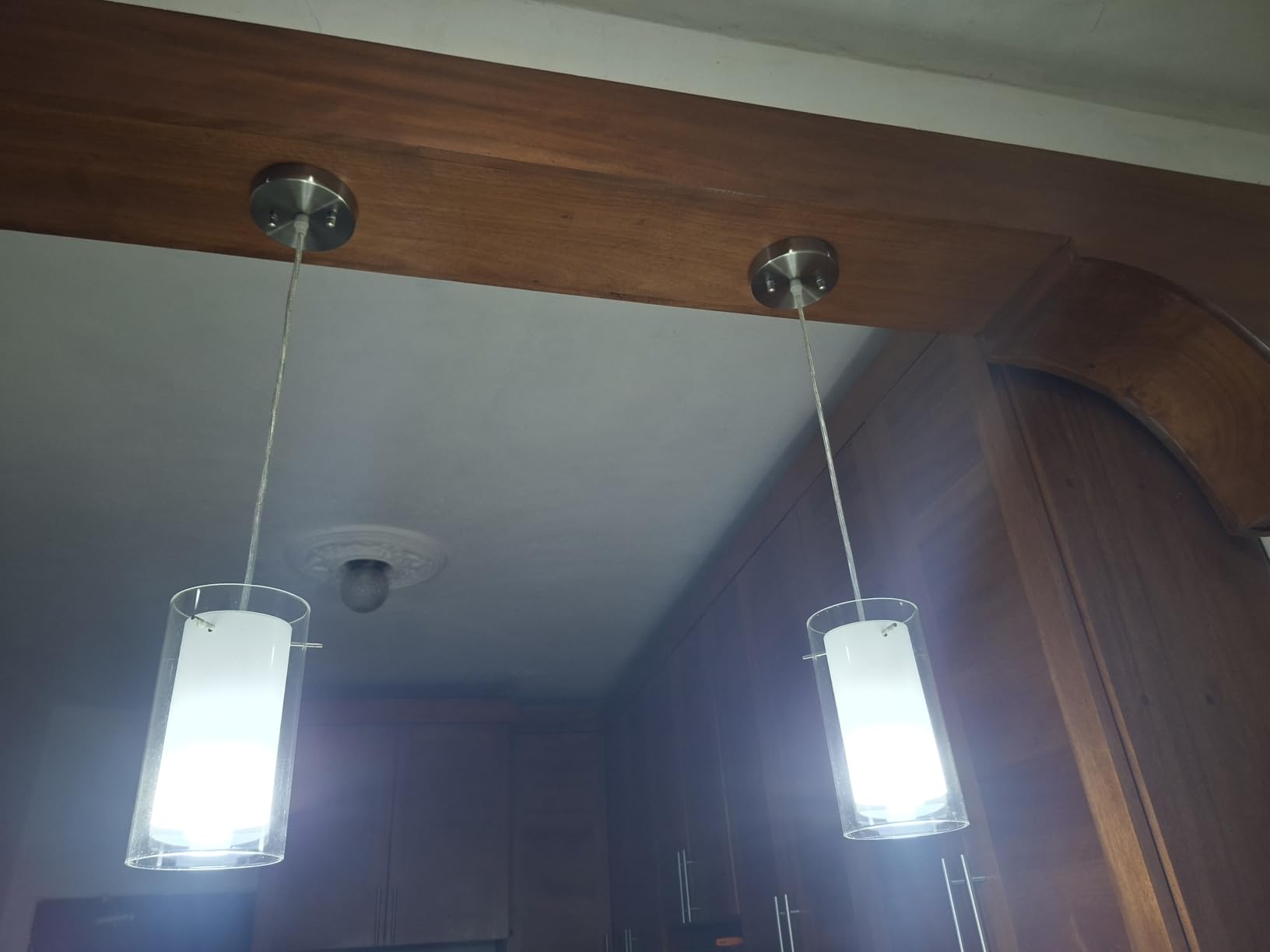 AKEZON Brushed Nickel Pendant Light Kitchen Island, Adjustable Height customer photo 1