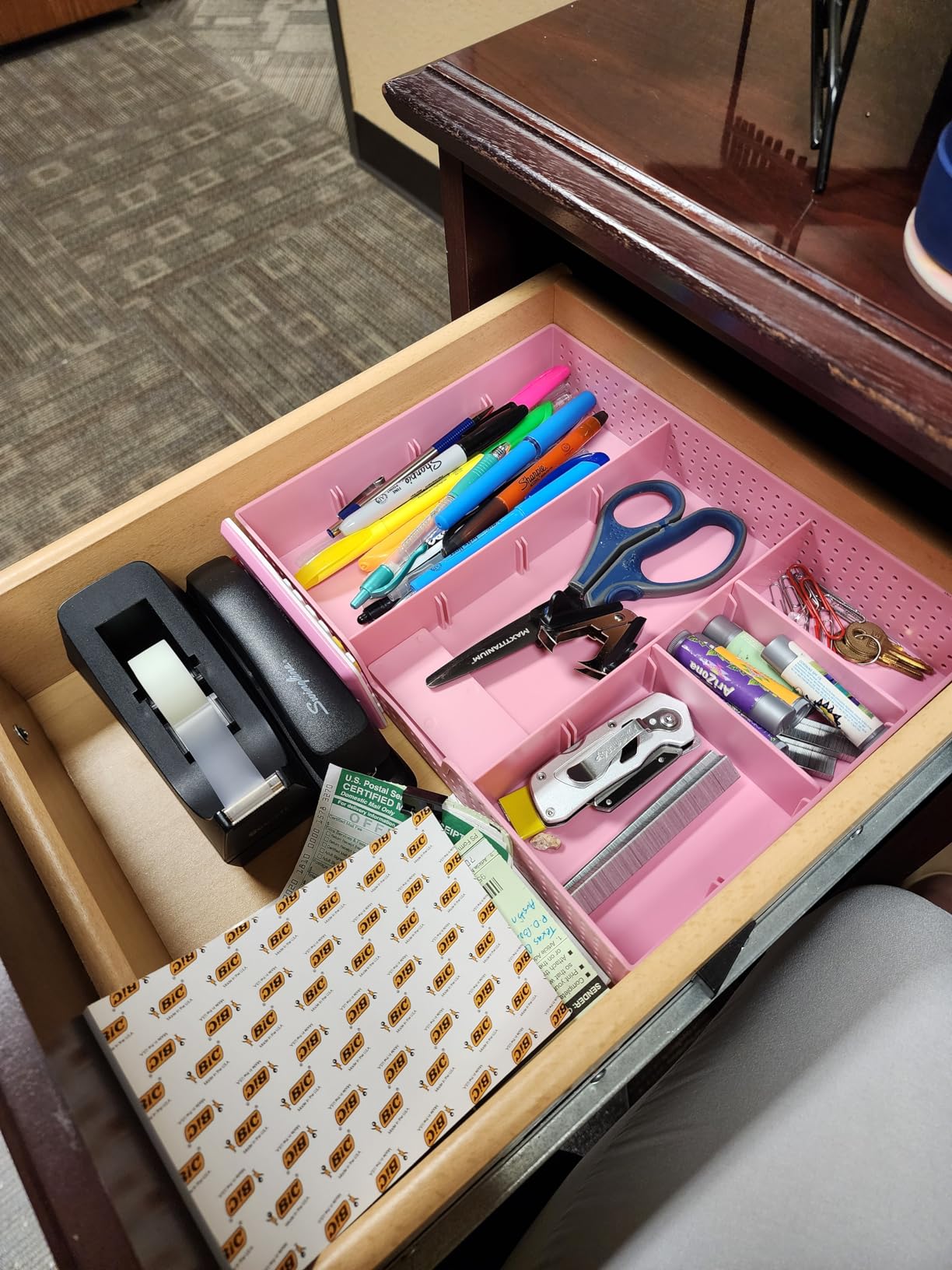 Simple Houseware Drawer Organizer Tray, 9 Adjustable Compartments, White customer photo 1