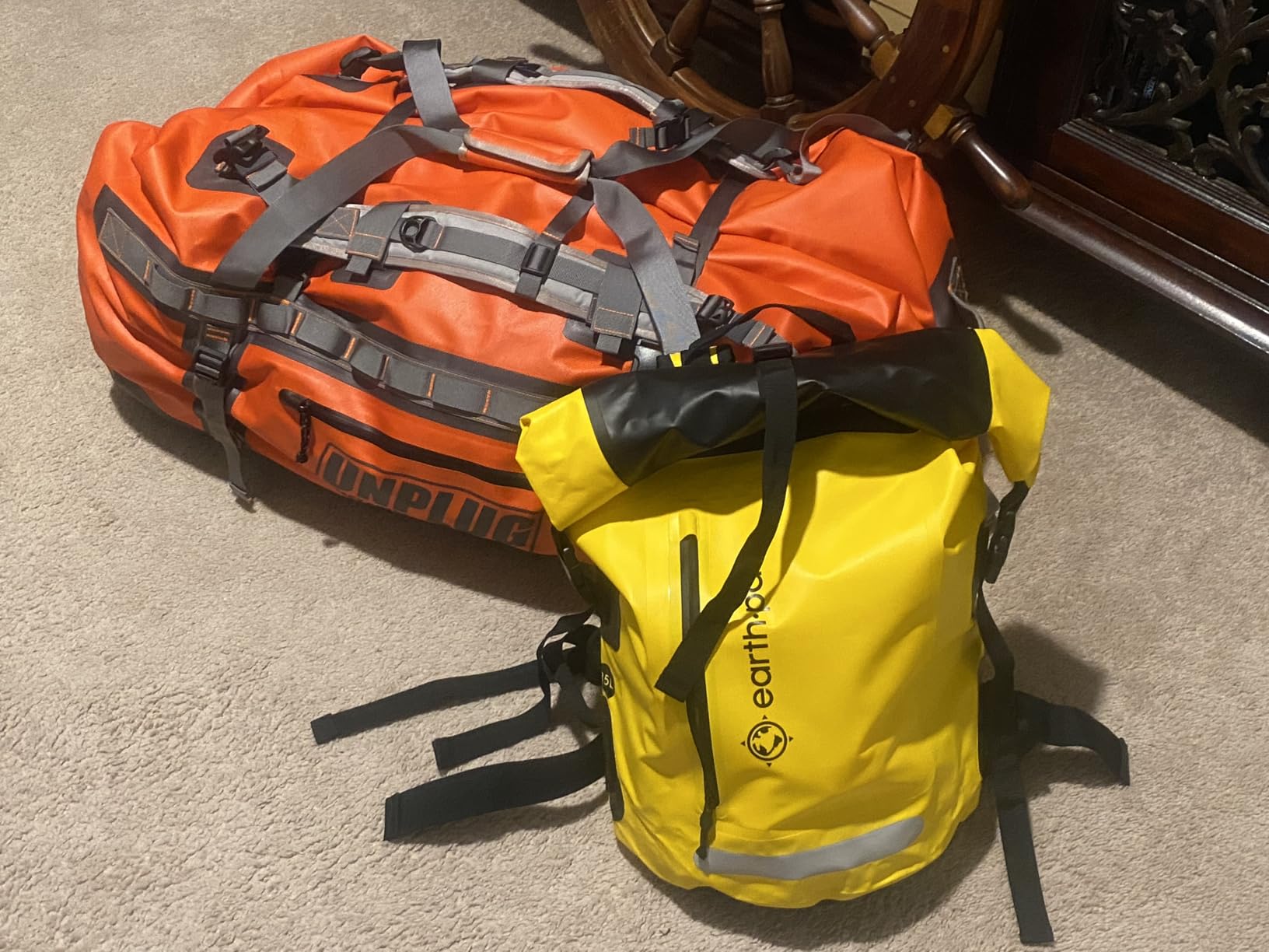 UNPLUG Ultimate Adventure | 1680D Heavy Duty Waterproof Bag | Large Travel Bag which can be Used for Camping, Motorcycling, Boating, or Hunting|110L Adventure Orange customer photo 1