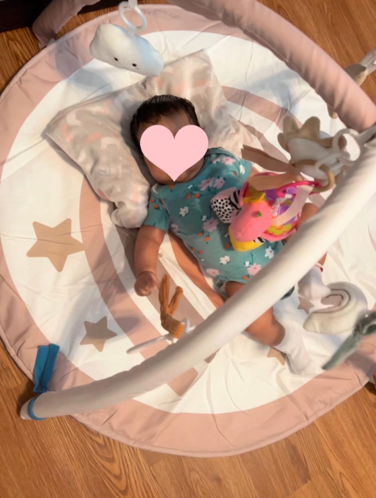 Baby Play Gym Mat, Tummy Time Activity Mat with 7 Detachable Toys and 12 Milestone Cards for Stage-Based Sensory and Motor Skill Development, Washable Play Mats for Infant, Newborn Baby Essentials customer photo 2