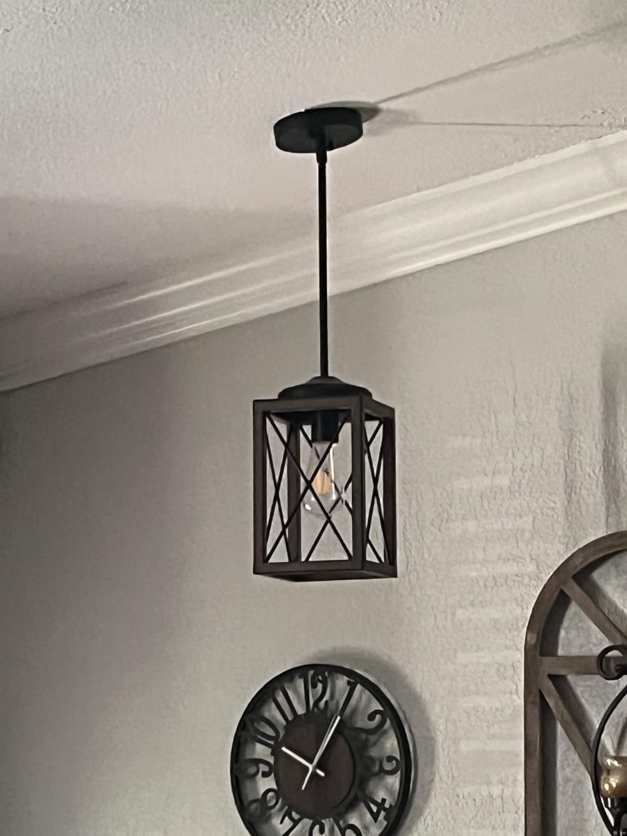 DEWENWILS Farmhouse Pendant Light 2-Pack Kitchen Island Wood Grain Bronze customer photo 2