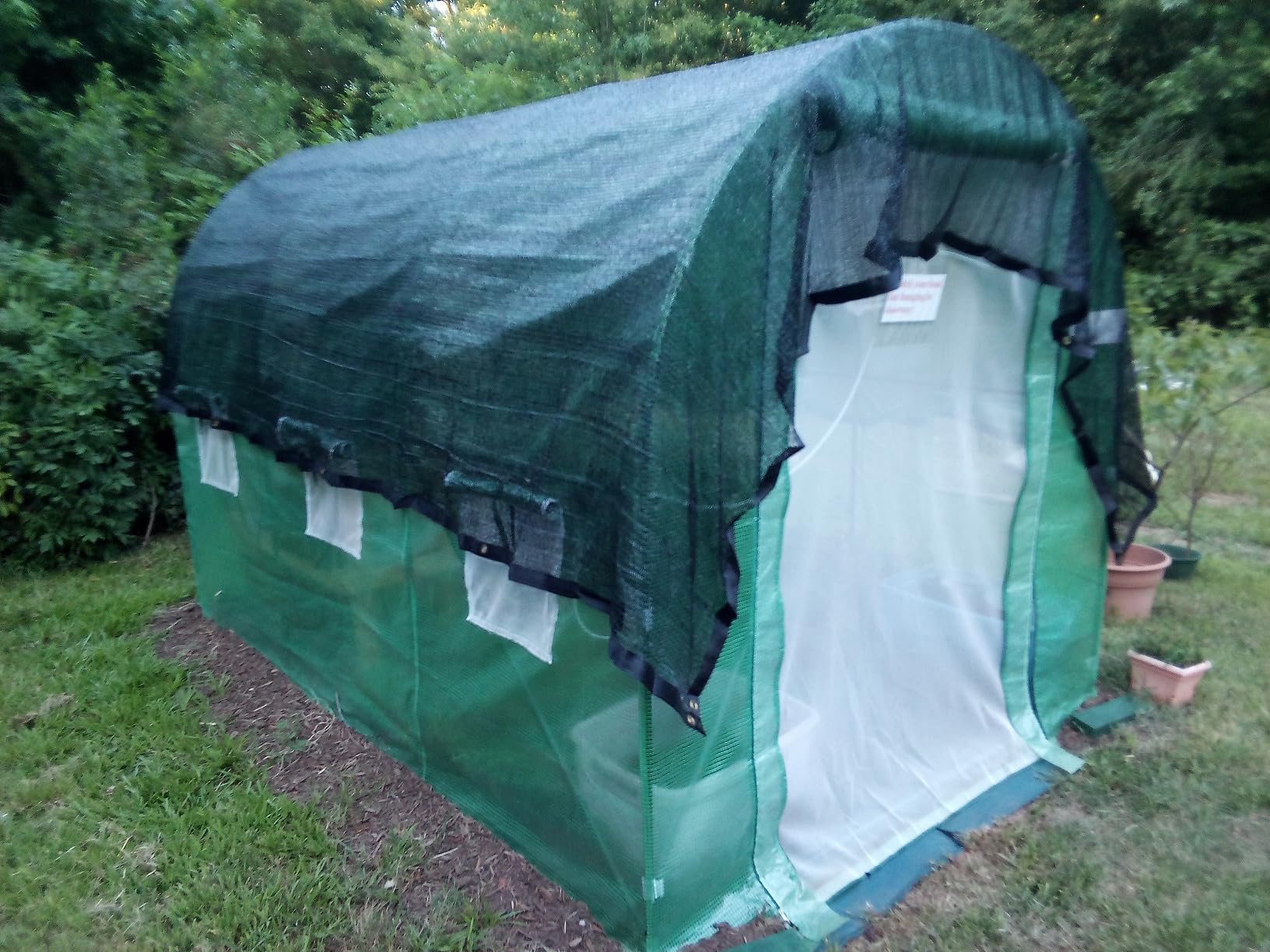KING BIRD Premium 10x7x7FT Greenhouse for Outdoors, Galvanized Steel Frame | Screen Mesh Door Window Plastic Cover, Upgraded Walk-in Zipper Small Portable Tunnel Hoop House for Outside, Green customer photo 2