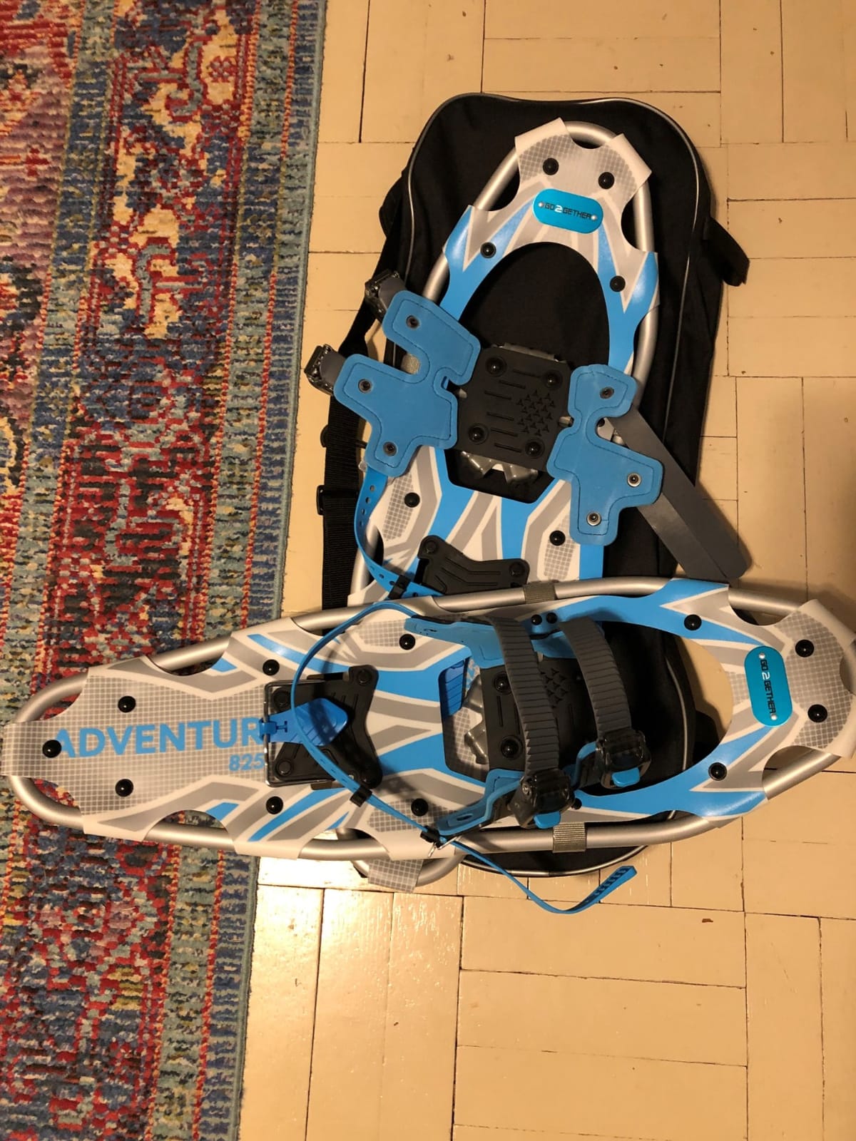 G2 21/25/30/36 Inches Light Weight Snowshoes for Women Men Youth, Set with Tote Bag, Special EVA Padded Ratchet Binding, Heel Lift, Orange/Blue Available customer photo 1