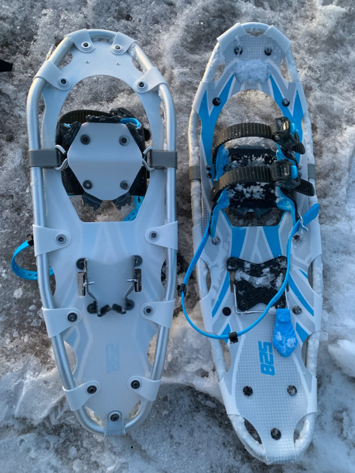 G2 21/25/30/36 Inches Light Weight Snowshoes for Women Men Youth, Set with Tote Bag, Special EVA Padded Ratchet Binding, Heel Lift, Orange/Blue Available customer photo 2