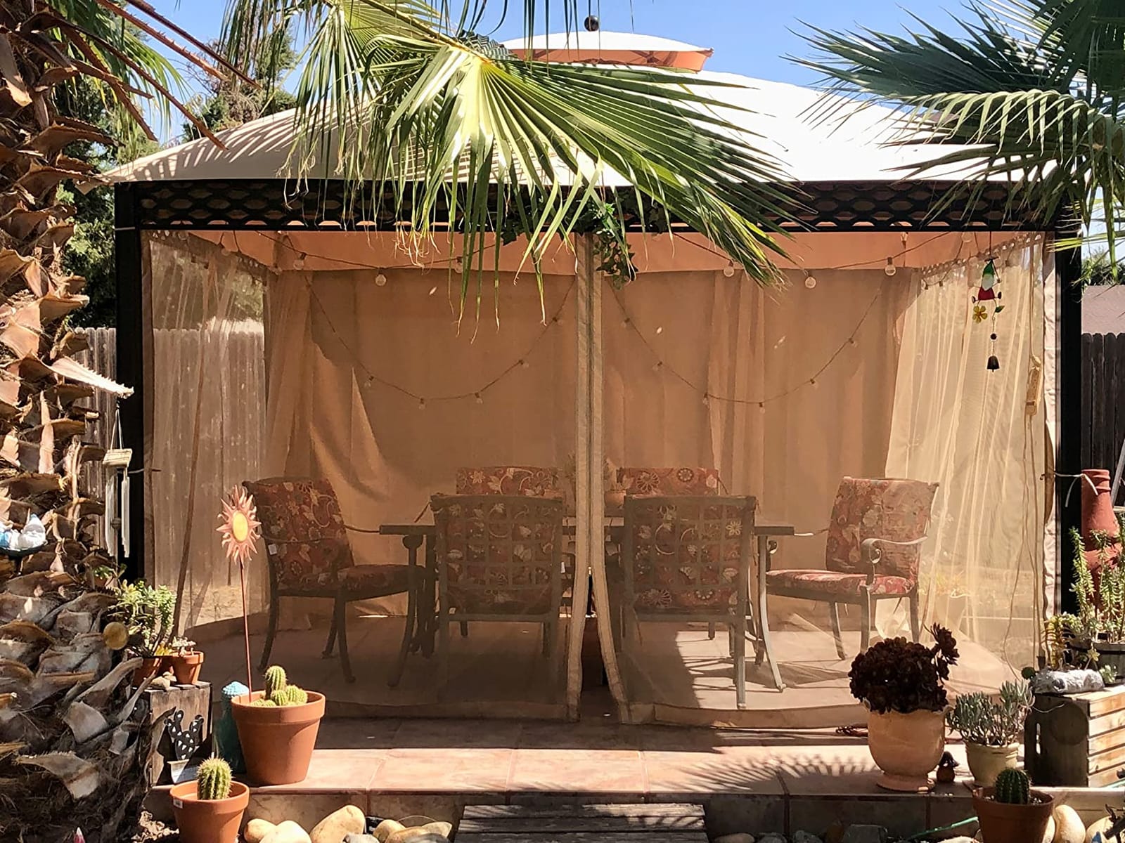 CoastShade 8x8 FT Gazebo Mosquito Net Replacement with 42 O Hooks and 42 J Hooks - Fits 8'x8' Outdoor Canopy Screens,Brown customer photo 2