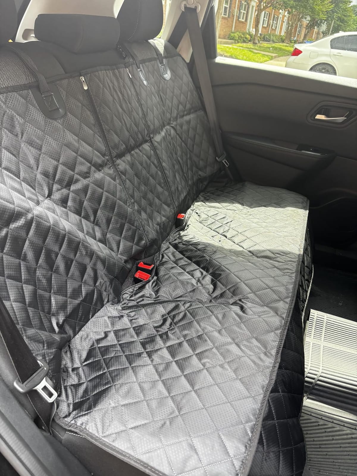 ANOSOSPECIAL Dog Car Seat Cover for Back Seat Cover,Non Stick Fur Rear Seat Protector for Pet,Nonslip Waterproof Durable Universal Fit Interior Backseat Covers for Auto Van SUV customer photo 2
