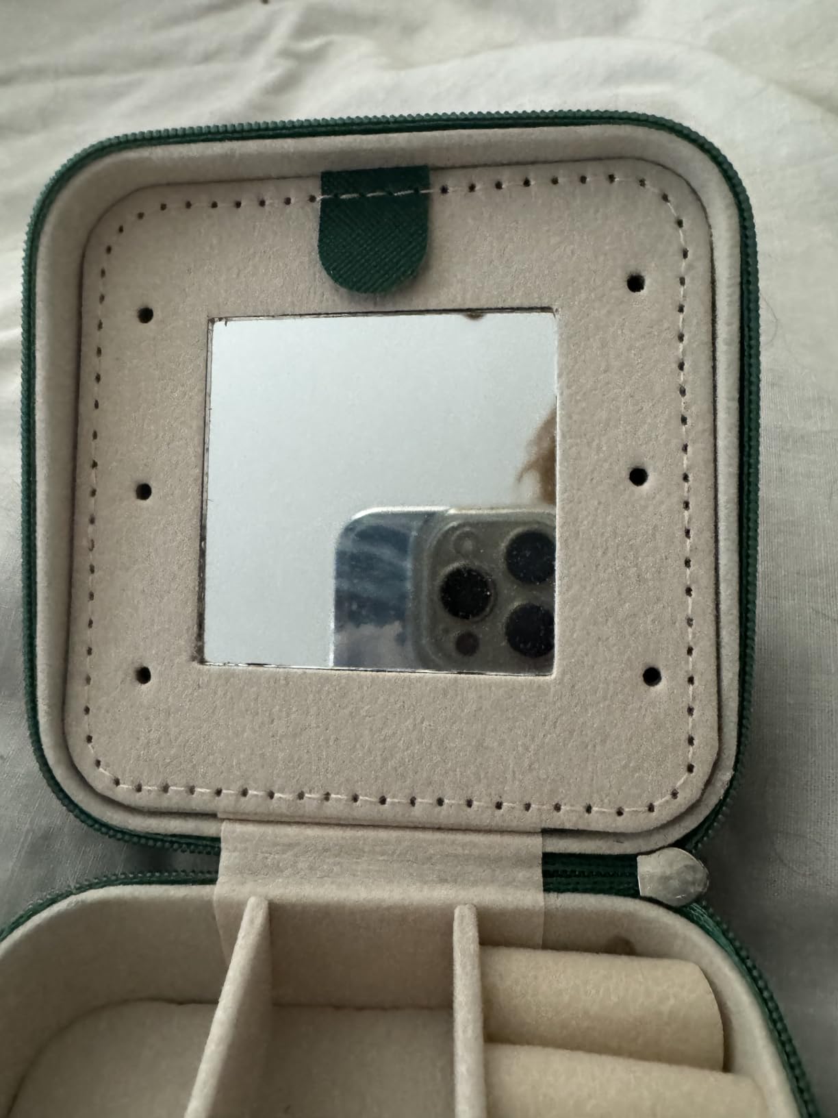 KElofoN Travel jewelry case Travel jewelry box Travel Jewelry Organizer Small box Gift for Girls Women with Mirror(Green) customer photo 2