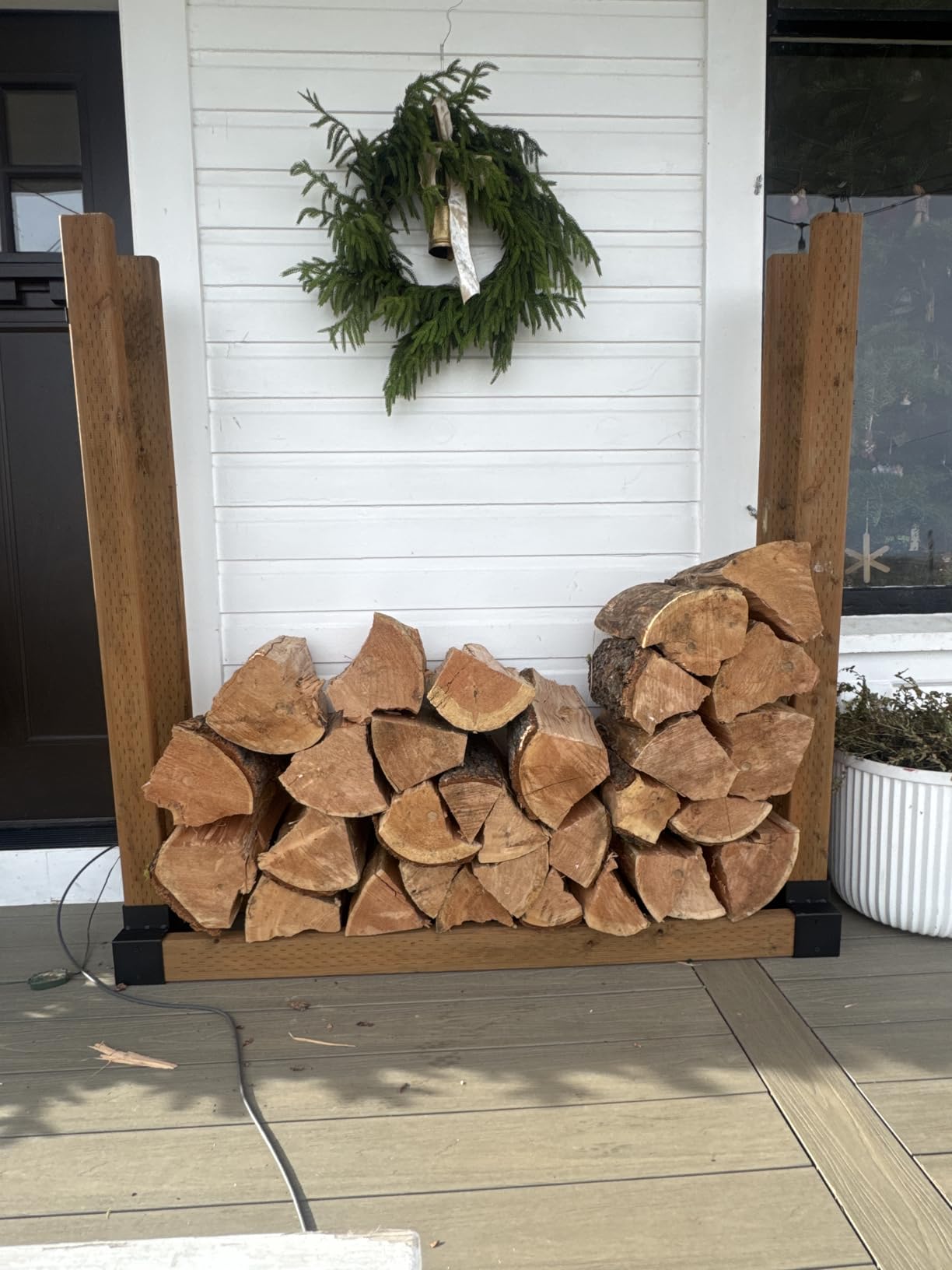 Mr IRONSTONE Firewood Rack Outdoor Indoor, Adjustable to ANY Length Firewood Log Rack Brackets Kit, Heavy Duty Fire Wood Storage Racks, Fireplace Wood Holder for Patio Deck customer photo 2