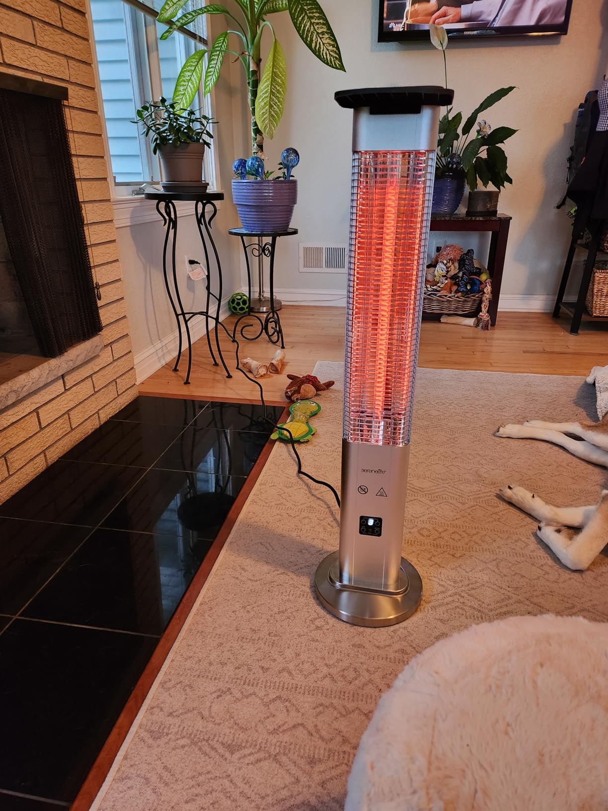 SereneLife Infrared Patio Heater, 1500W Electric Standing with Remote Control, IP44 Approved, Odorless, Three Power Settings, Indoor/Outdoor for Restaurant, Backyard, Garage, Decks customer photo 2