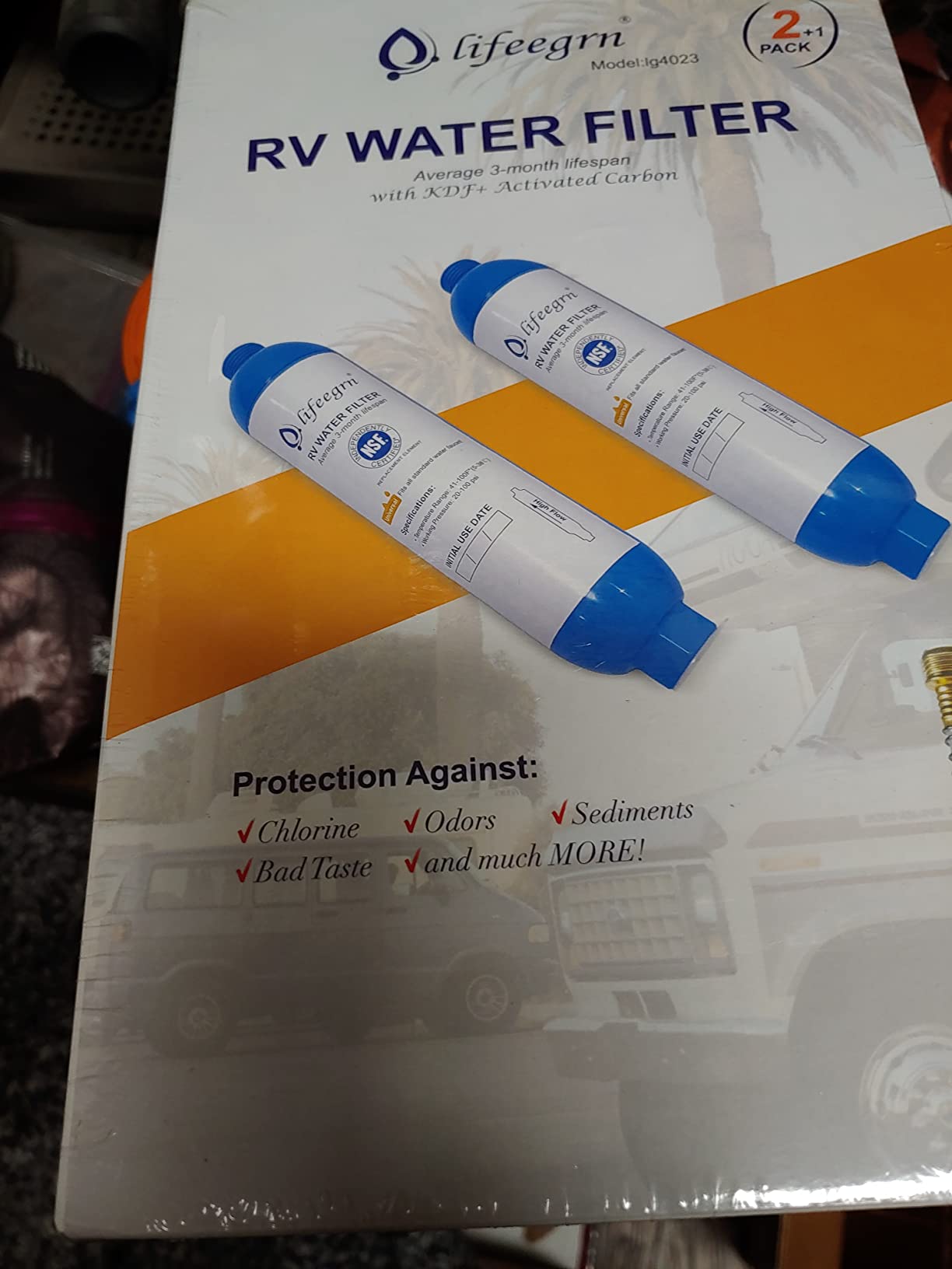 lifeegrn RV Water Filter with Hose Protector - Inline Water Filter, Blue customer photo 2