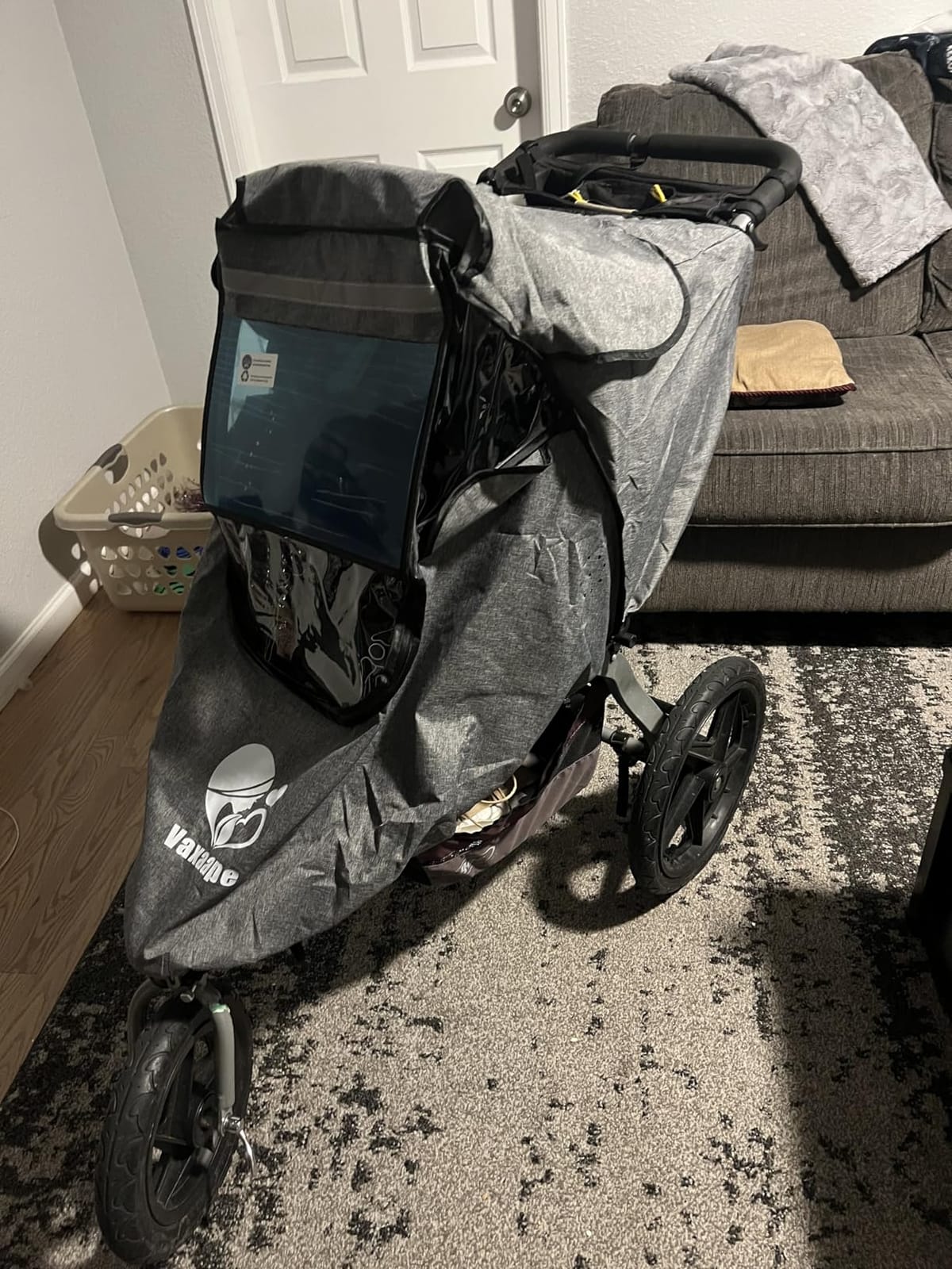 Stroller Rain Cover,Rainproof Nano-Coating Elastic Band,Grey customer photo 2
