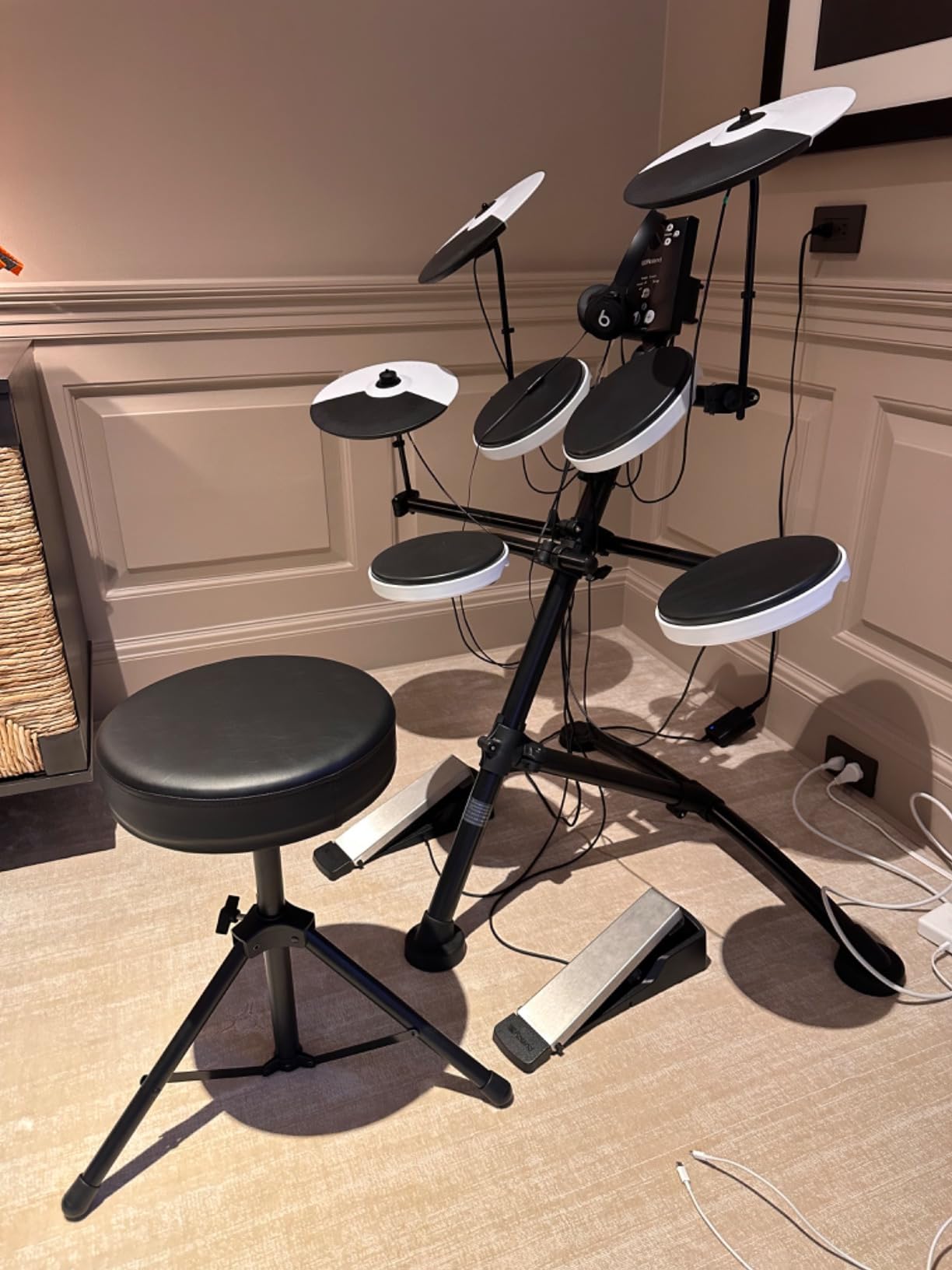 EASTROCK Drum Throne,Padded Drum Seat Drumming Stools with Anti-Slip Feet for Adults and Kids Drummers (Dark Black) customer photo 2