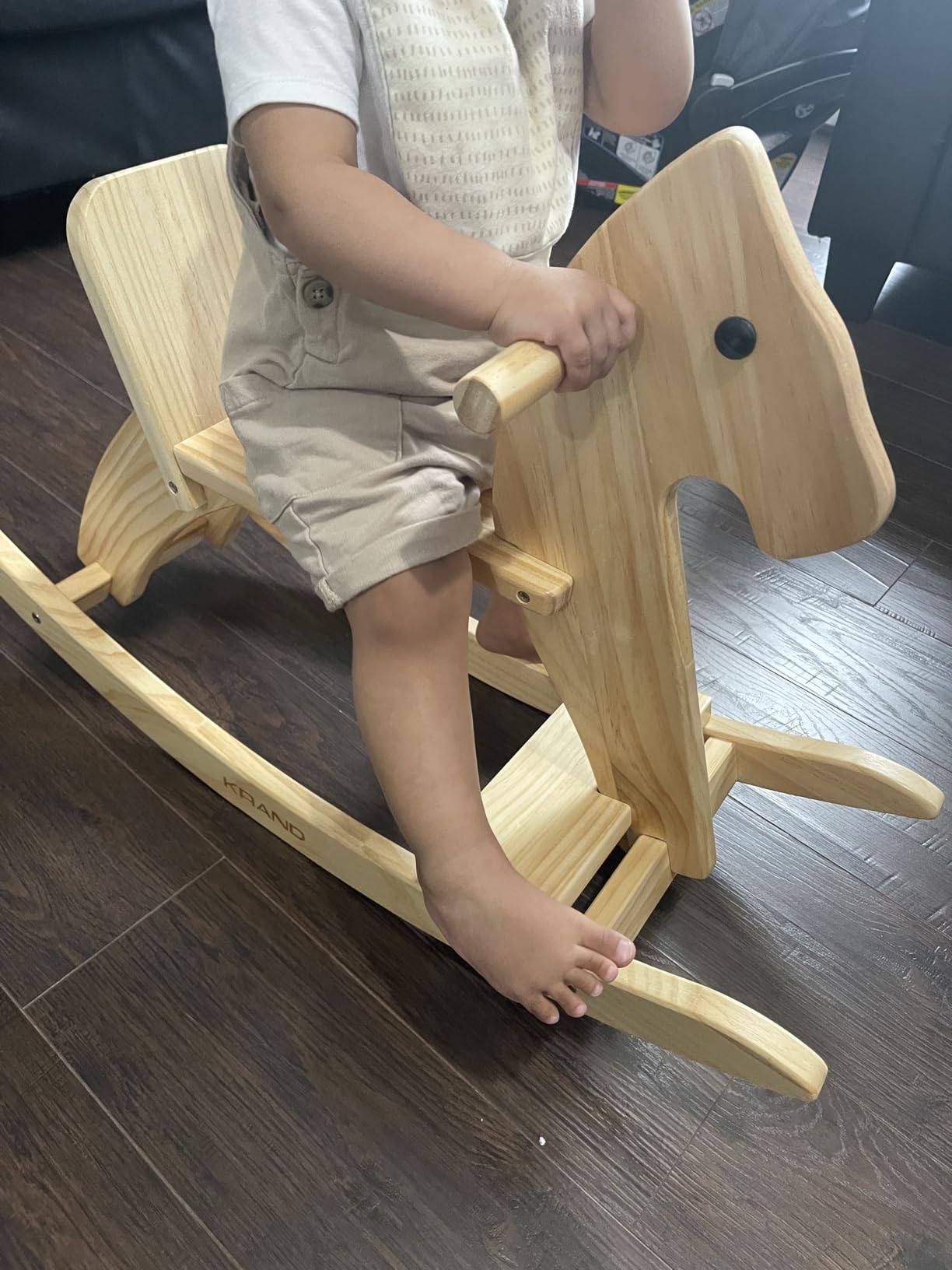 Kids Wooden Rocking Horse, Boy & Girls Ride-On Toy with Foot Pedal customer photo 2