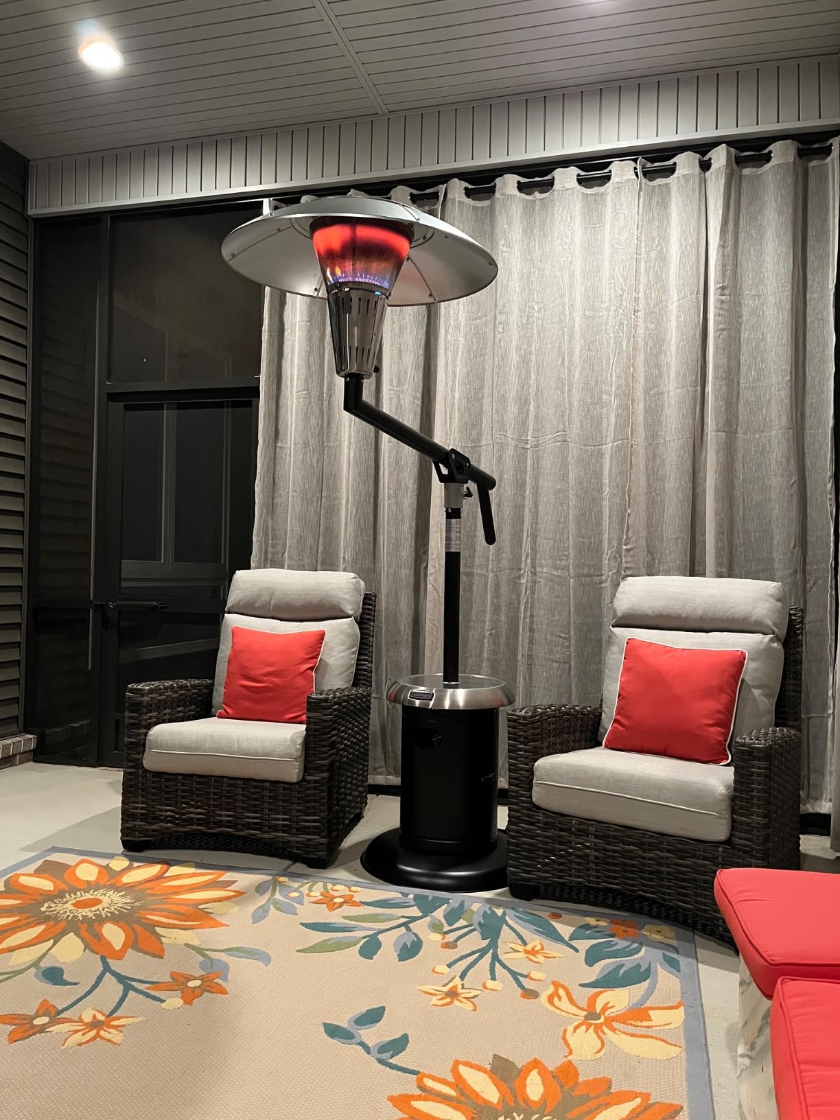Cuisinart Perfect Position Propane Patio Heater, 38,200 BTU Powerful Directional Stainless Steel Outdoor Heater with Hidden Tank and Drink Table, Swivel Arm and Reflective Heat Shield customer photo 2