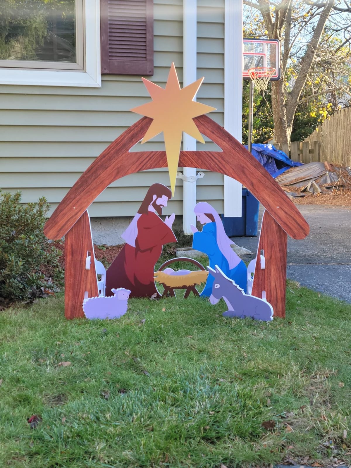 VINGLI Outdoor Nativity Scene, Weatherproof Nativity Sets for Christmas Outdoor Decor, Large Holy Family Nativity Set Outside Display Christmas Decorations for Front Yard and Lawn-White customer photo 1