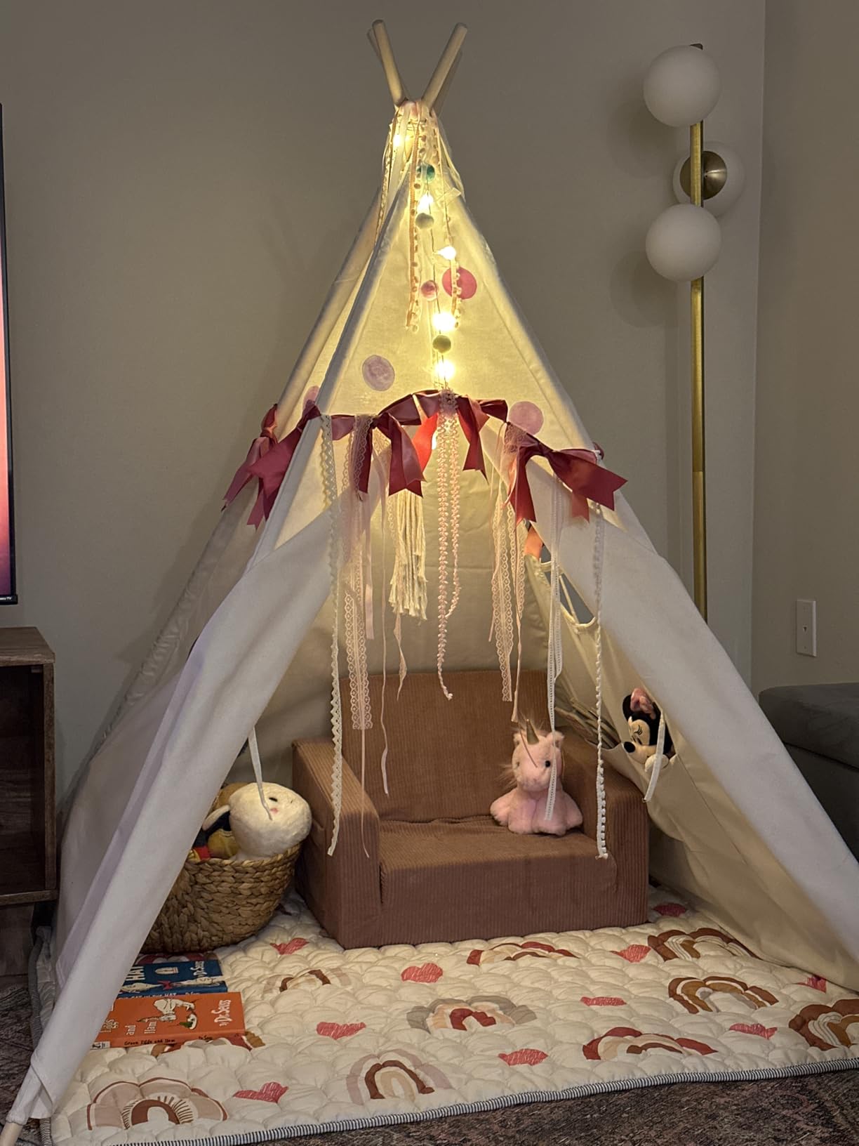 Sumbababy Teepee Tent for Kids Play Tent for Girls Boys Gift, Nature Tassels Washable & Foldable Toddler Tent for Sleepover Party customer photo 1
