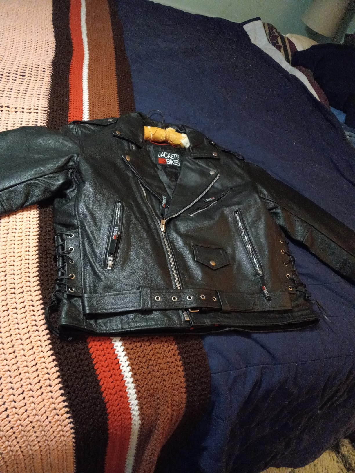 ICONIC Motorcycle Jacket for Men, Premium Buffalo Leather, Insulated Liner, Classic Side Laces, Cruiser Biker Brown L customer photo 2