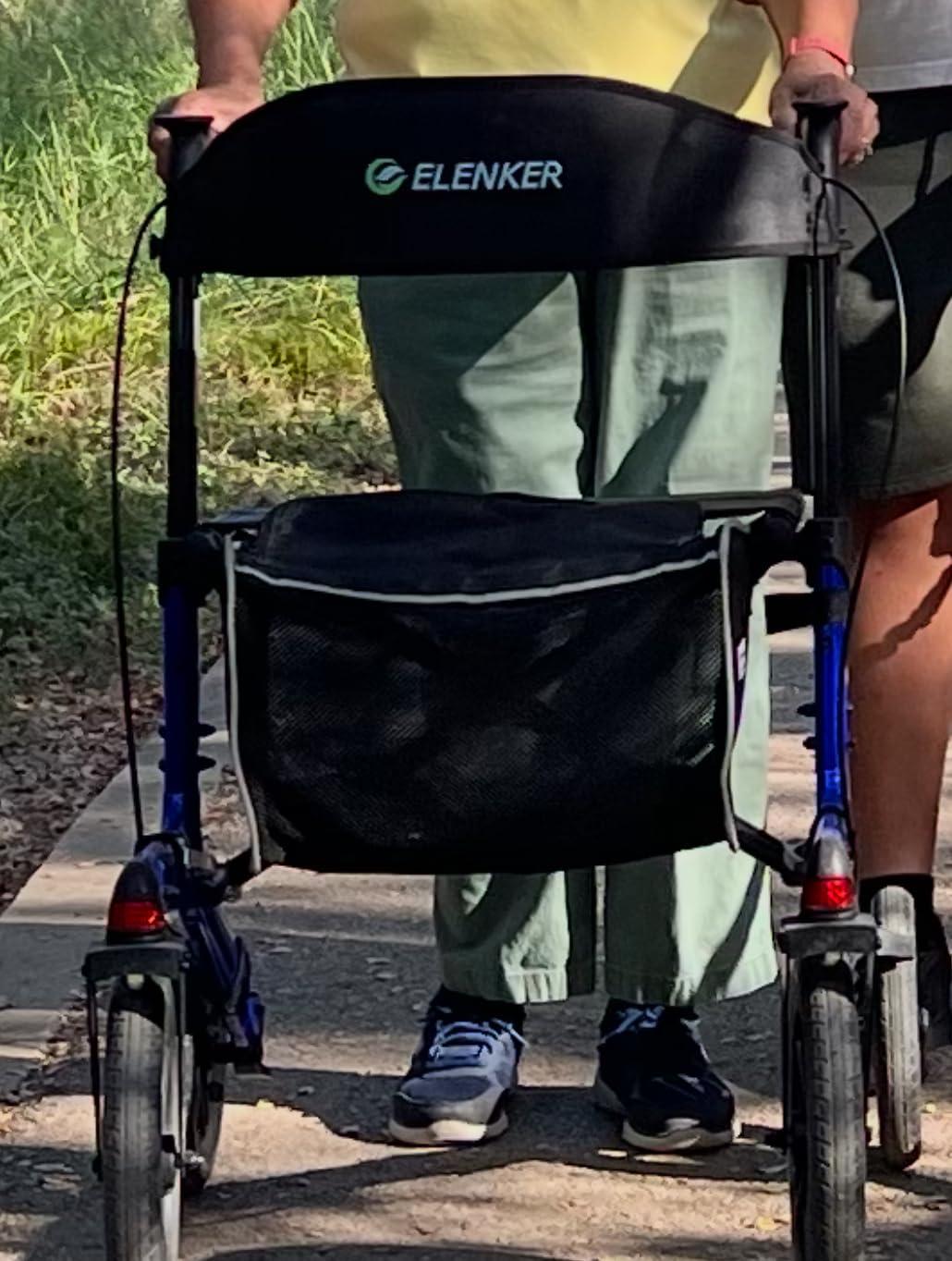 ELENKER All-Terrain Rollator Walker with Non-Pneumatic Tire 12” Front Wheels, Compact Folding Design for Seniors, Blue customer photo 1