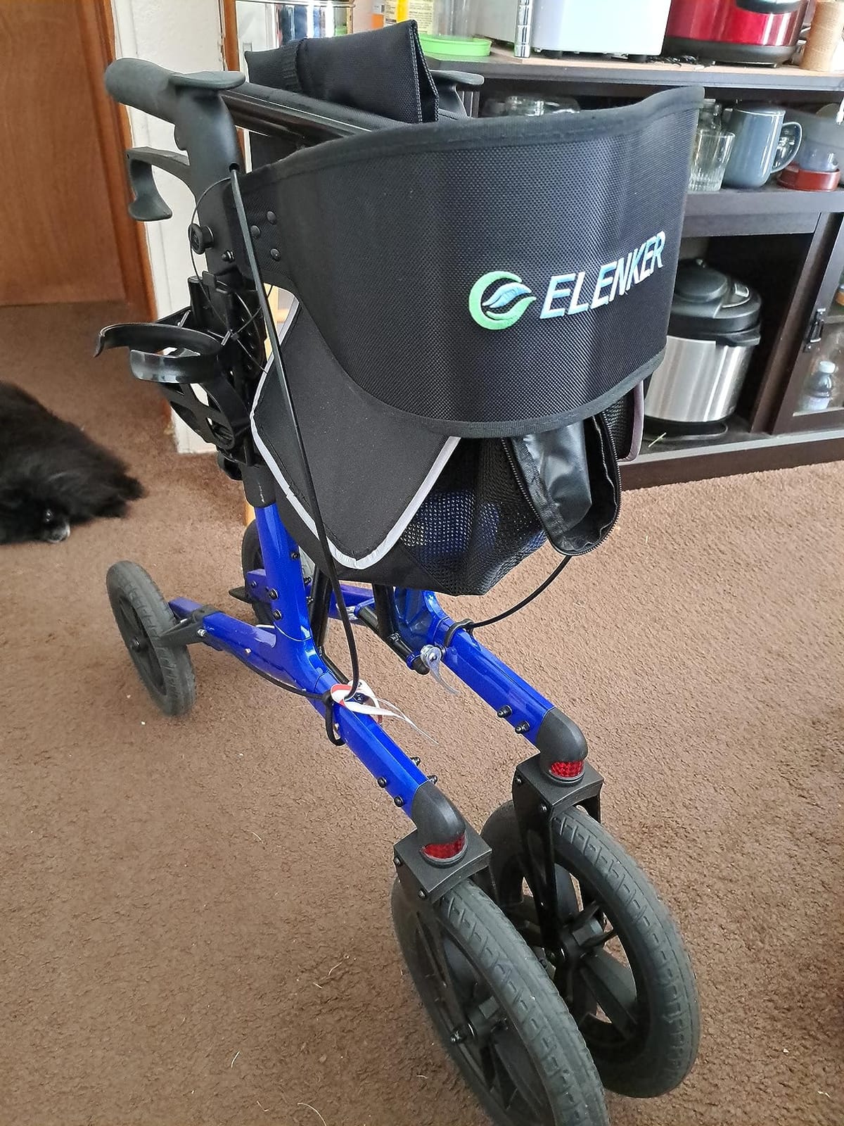ELENKER All-Terrain Rollator Walker with Non-Pneumatic Tire 12” Front Wheels, Compact Folding Design for Seniors, Blue customer photo 2