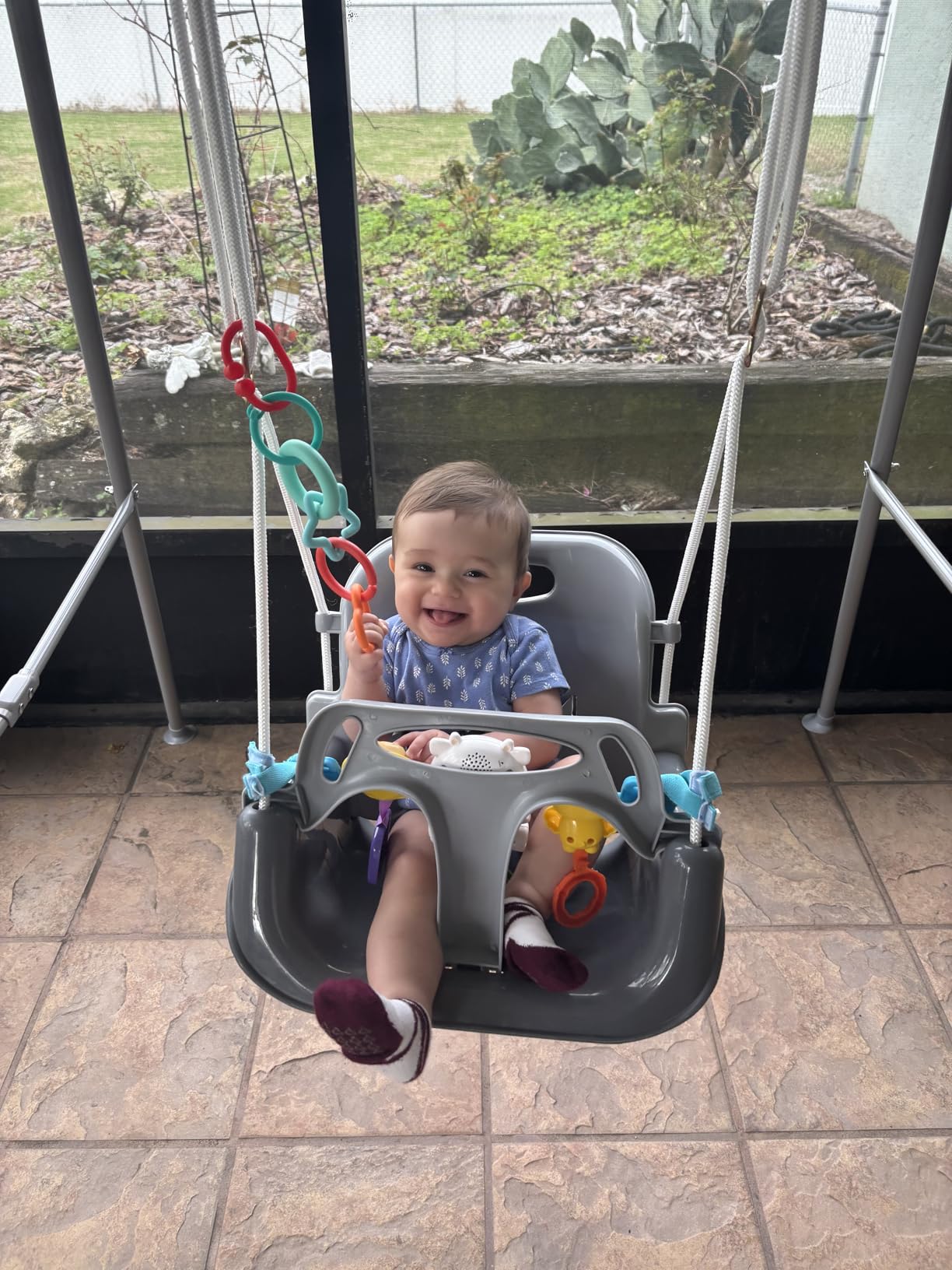 FUNLIO 2 in 1 Swing Set for Toddler & Baby Jumper, Heavy Duty Kids Swing & Bouncer with 4 Sandbags, Foldable Metal Stand for Indoor/Outdoor Play, Easy to Assemble and Store customer photo 1
